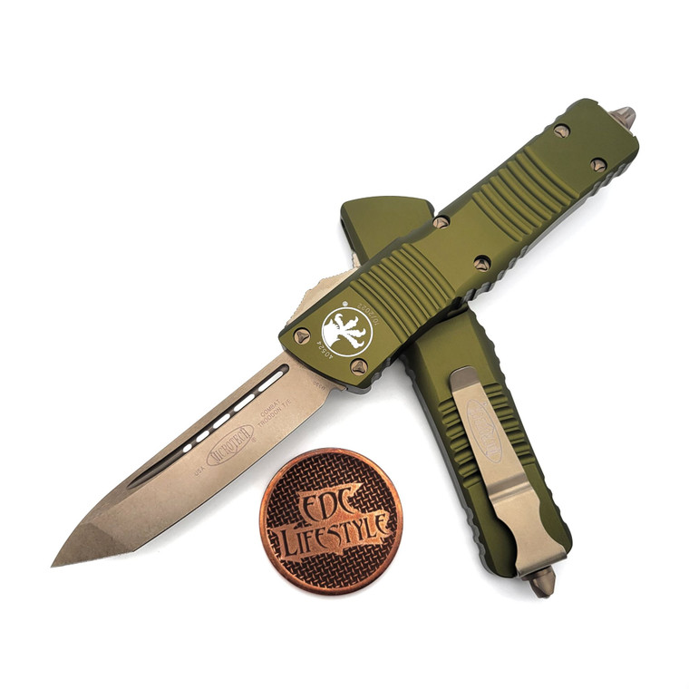 Microtech 144-13OD Combat Troodon OD Green Tanto Edge Bronze Blade