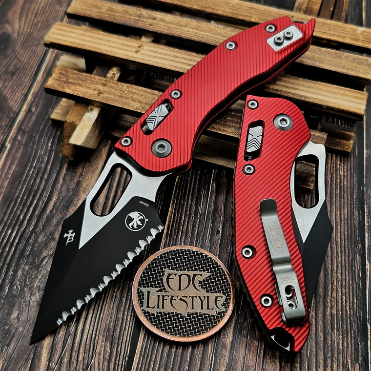 Microtech Stitch Ram-Lok 169RL-3FLRD Fluted Red Aluminum Fluted