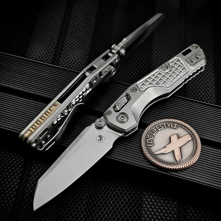 Microtech MSI Ram-Lok Mini Frag Titanium 3.10" Stonewash Bronze Accent Marfione Select 210M-10FRMS2 By Edc Lifestyle