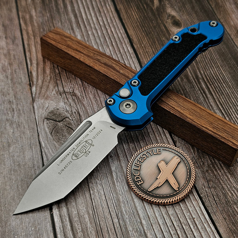 Microtech LUDT Auto Blue T/E Stonewash 1136-10BL S/N 45725 - Preowned
