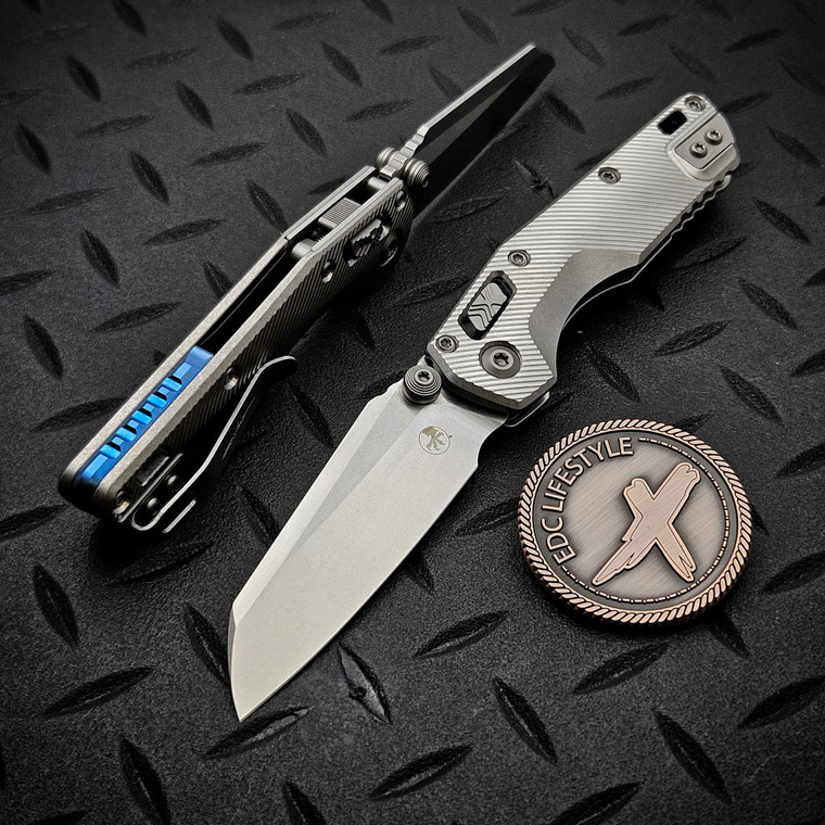 Microtech MSI Mini Fluted Titanium Stonewash 210M-10FLMS3 Marfione Select Blue Ti Accent