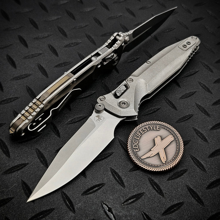 MICROTECH SOCOM DELTA RAM-LOK SPEAR POINT MARFIONE SELECT STONEWASH TITANIUM W/BRONZE TI ACCENT 159RL-10SMS2