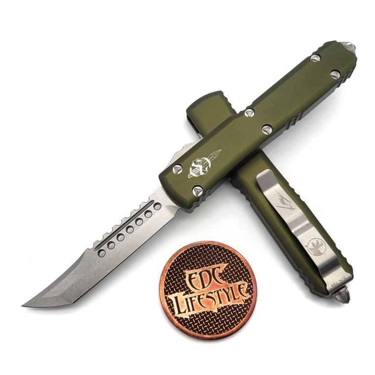 Microtech Ultratech 119-10ODS OD Green Hellhound Tanto Stonewash