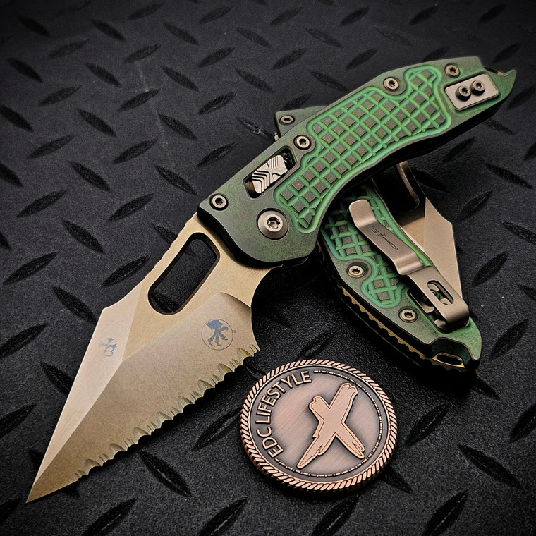 Microtech Stitch Ram-Lok 169RL-15FRMS1 Antique Green Titanium Frag