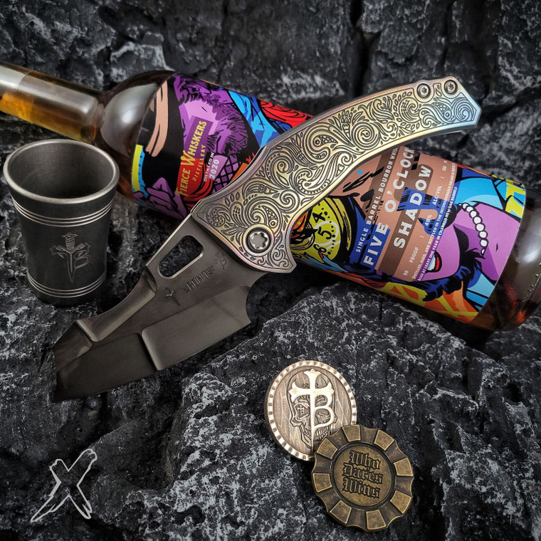 Borka Blades/Ti2 Design/Marfione Custom Triple Collab Shylock DLC Blade Deep Etched Natas Spectrum Color - 1 of 3 Natas Shylocks