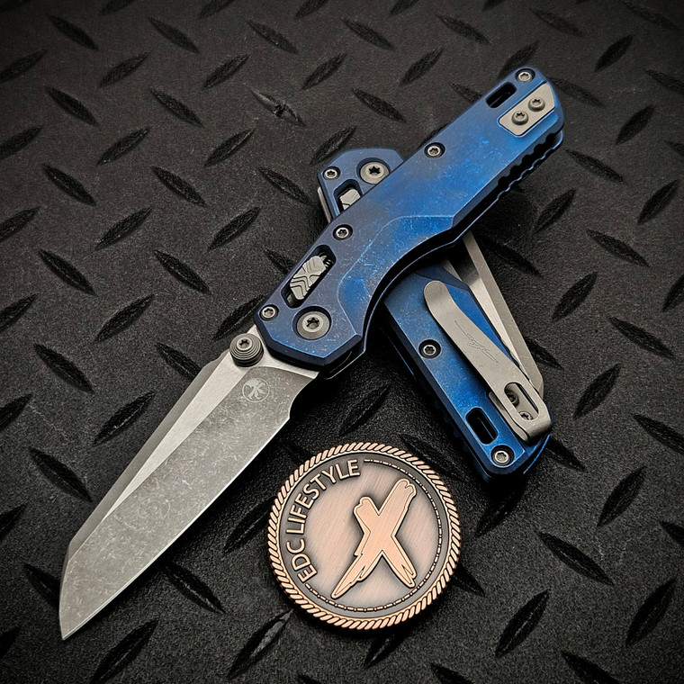 Microtech MSI Ram-Lok Mini Antique Blue Titanium 3.10" Apocalyptic Blue Ti Accent Marfione Select 210M-10APMS2  By Edc Lifestyle