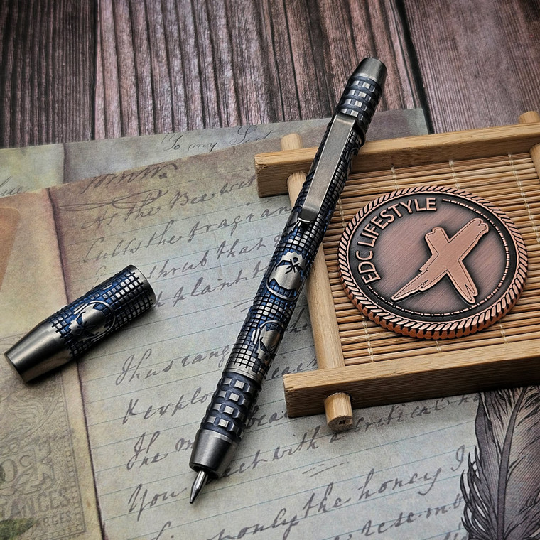 Ti2 Titanium Techliner Ladetta Blue Shorty 5" Pen