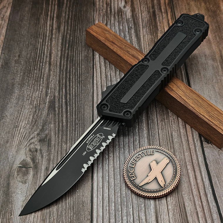 Microtech Black Tactical Scarab II S/E Partial Serrated 1278-2T - Preowned