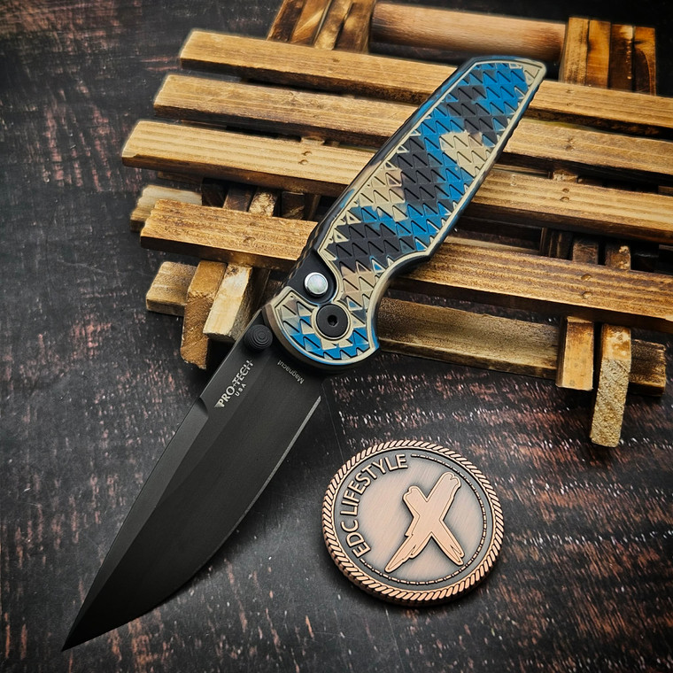 Pro-Tech Knives TR-3 Integrity Button Lock Relic Shipwreck, 3.5" DLC