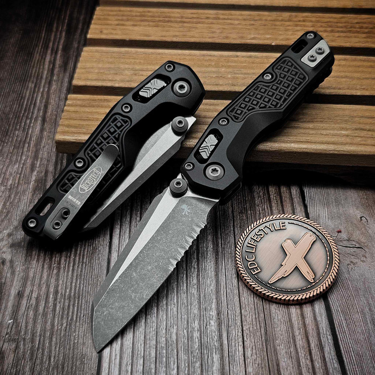 Microtech MSI Ram-Lok Mini Black Aluminum Frag 3.10" S/E Partial Serrated Apocalyptic 210M-11APFR By Edc Lifestyle