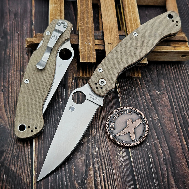 Spyderco Military 2 Compression Lock Brown Micarta 4.0" Cru-Wear C36MPCW2