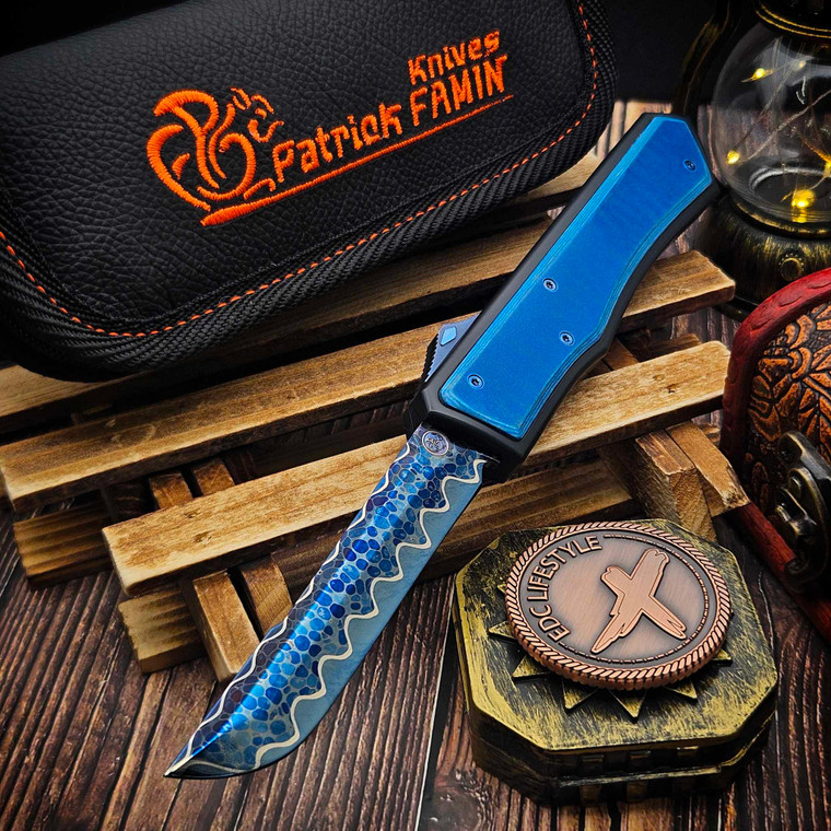 Patrick Famin GOTF Westinghouse Blue Scales San Mai Dragonskin Damascus
