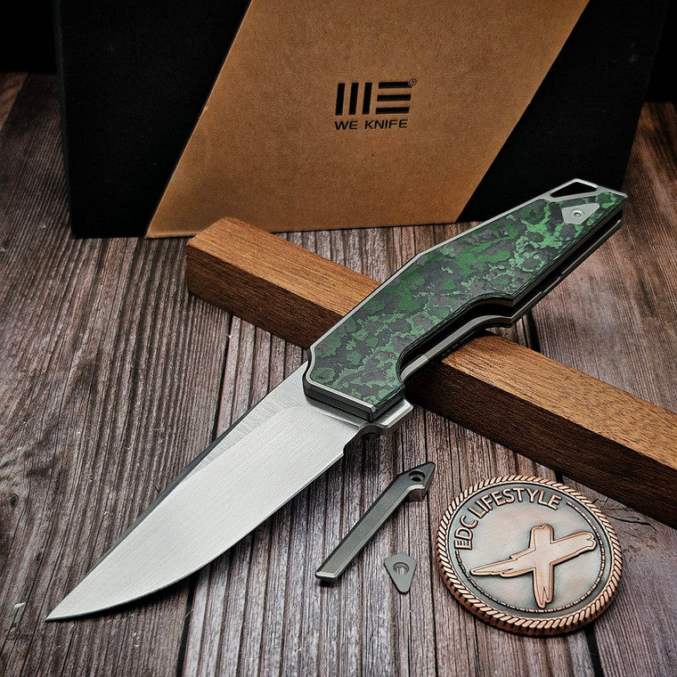 WE Knife OAO One and Only Integral Titanium Jungle Wear Caron Fiber Hand Rubbed Satin 20CV WE23001-3 - Preowned