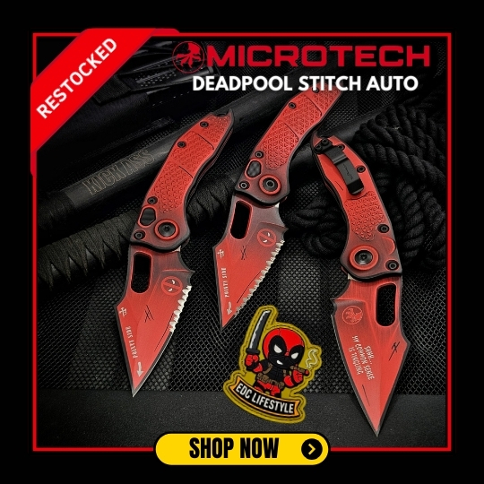 Microtech Deadpool theme knives