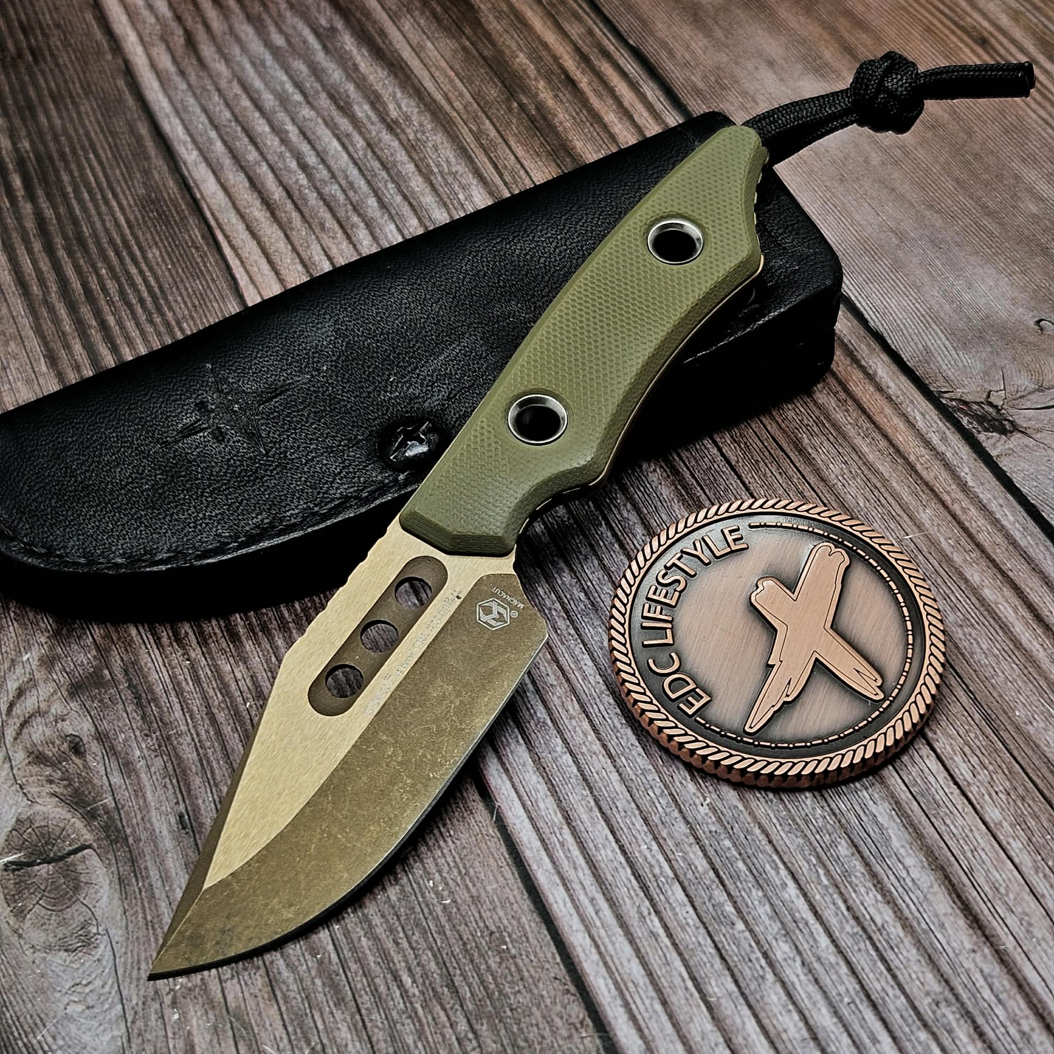 Heretic Knives Kobold Bowie Fixed Blade Knife OD Green G10 2.6