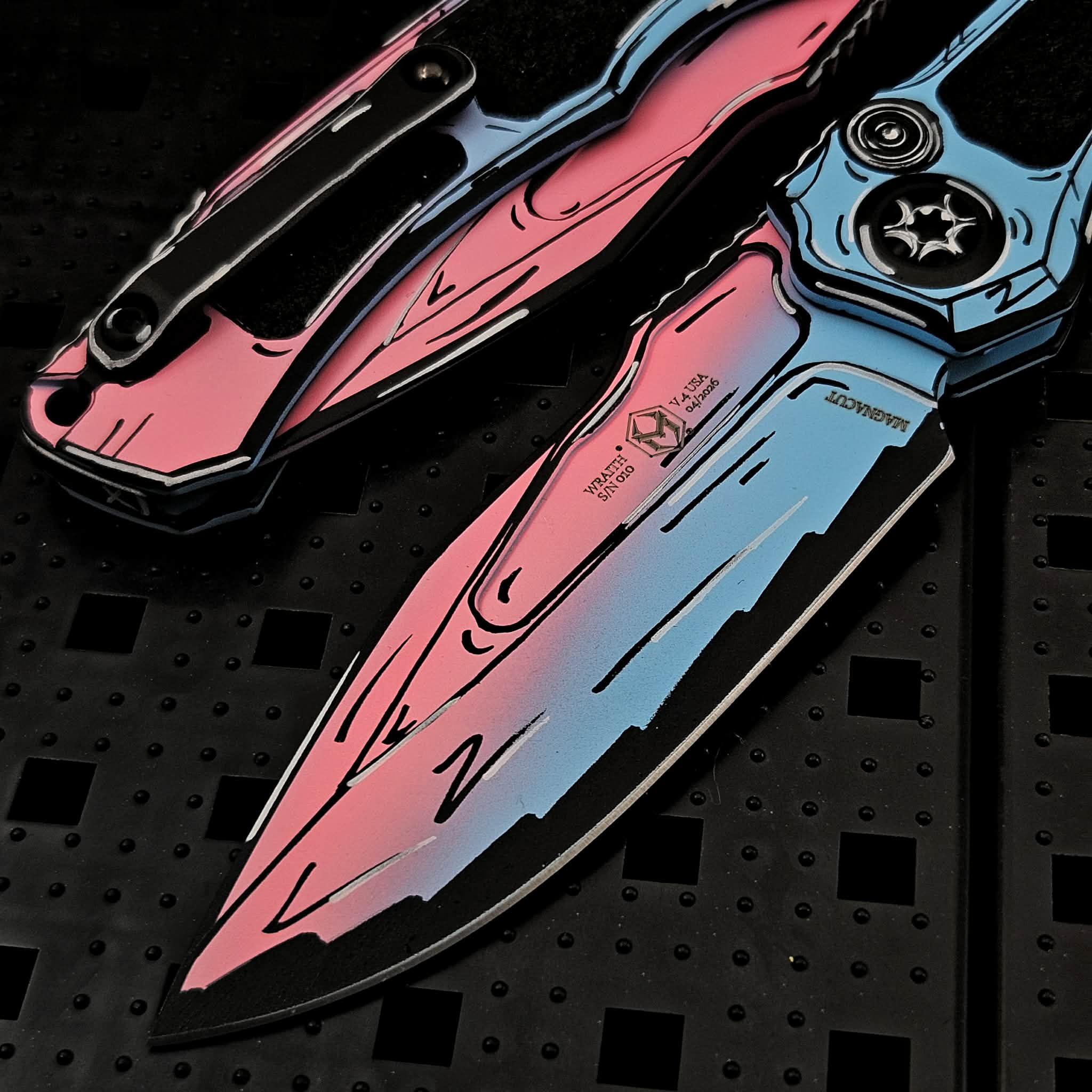 Heretic Knives Wraith Auto V4 Clip Point Cotton Candy Cel Shading