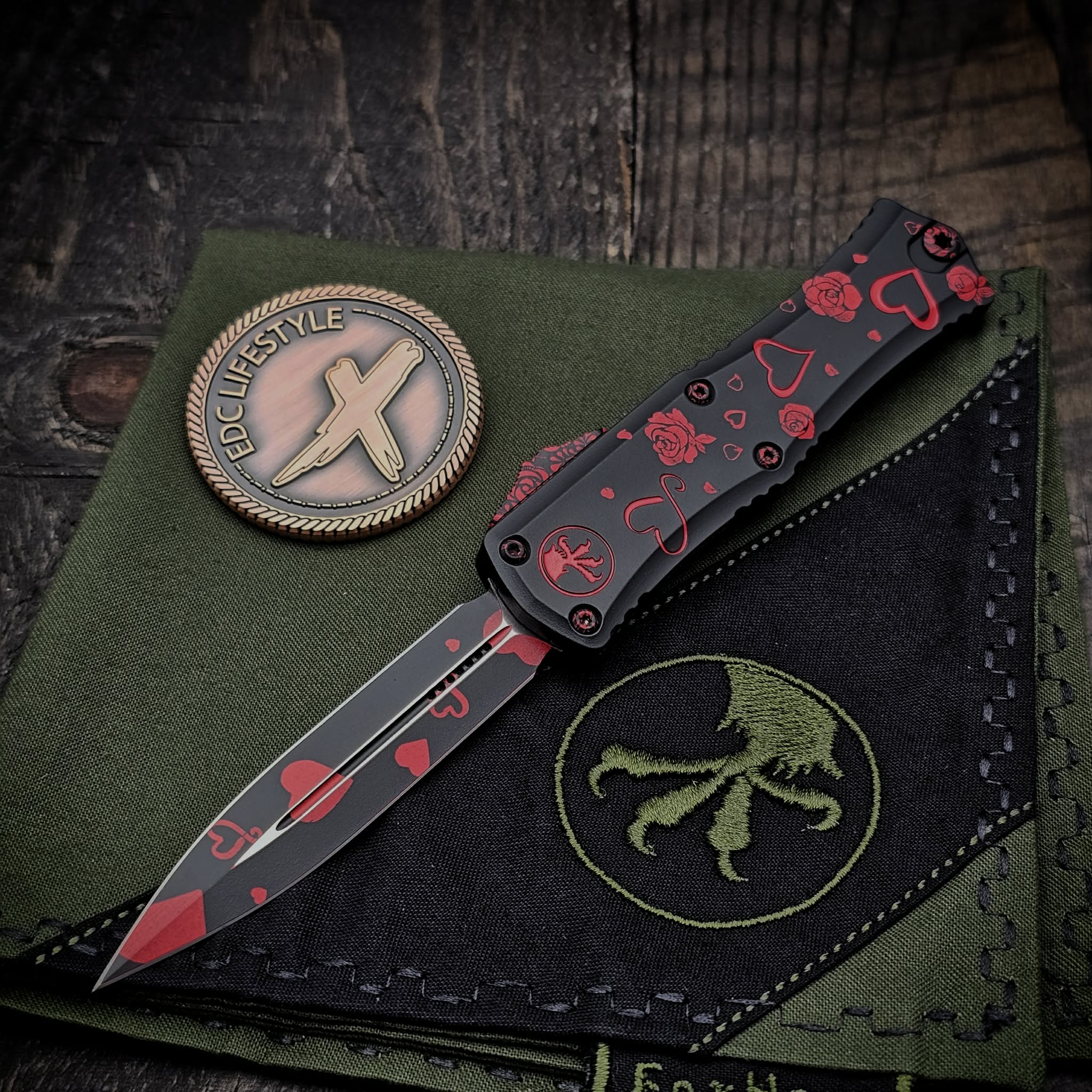 Microtech Hera II Mini Valentine's Day Twin Flames 1702M-1VNS S/N 001