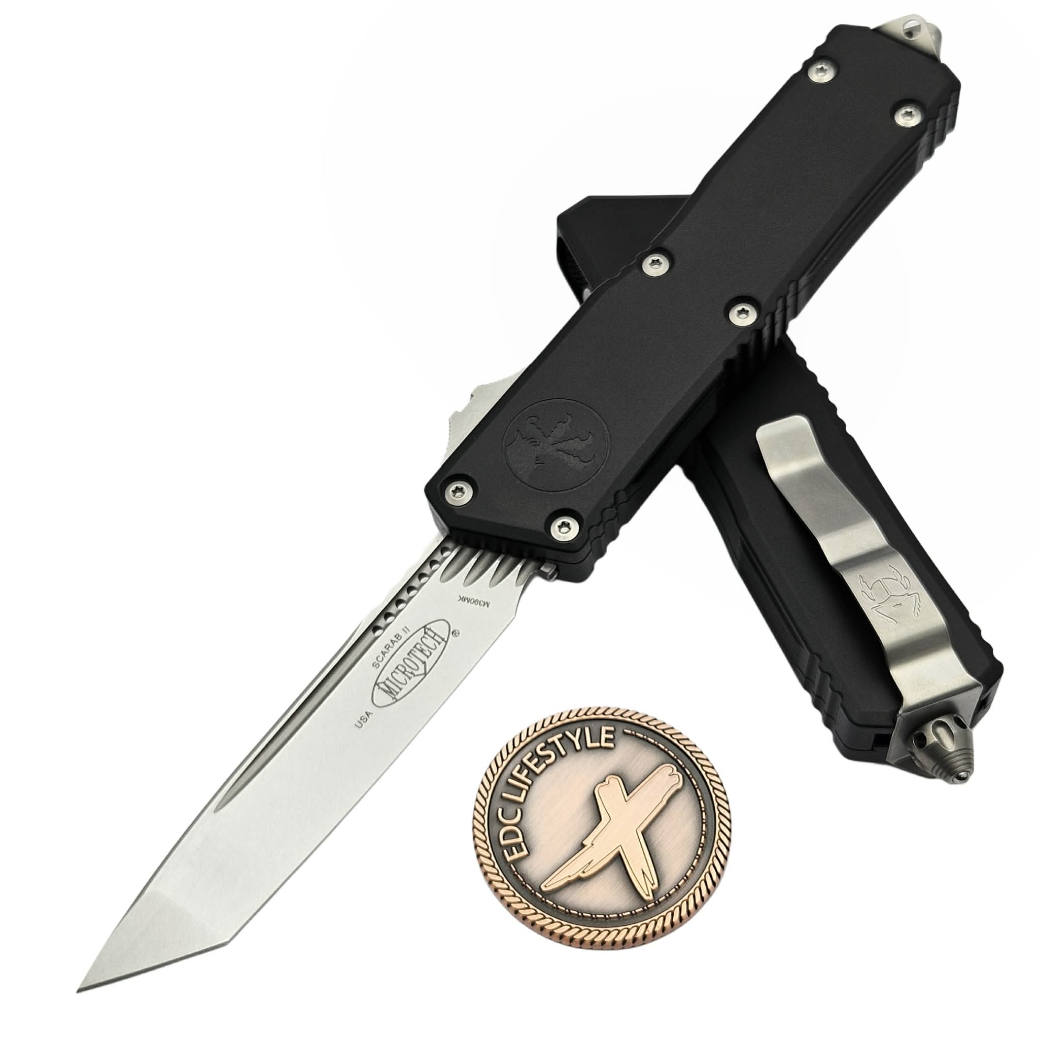 Microtech Black Executive Scarab II T/E Gen III Stonewash 1177-10