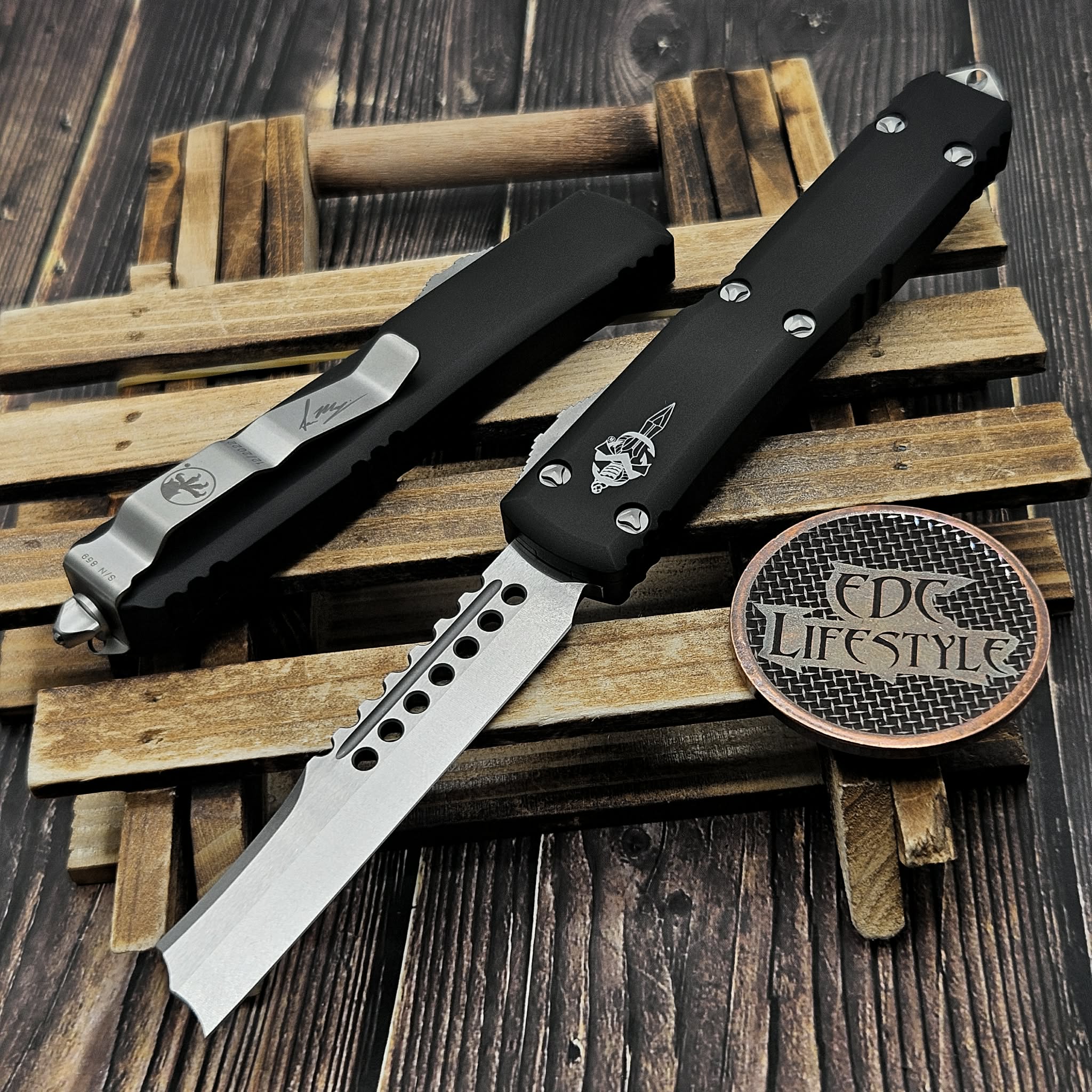 未使用？ ハッコー HAX SHARPUL GL-Ⅱ 10mm Microtech Ultratech 119R-10S Hellhound Razor Stonewash Standard