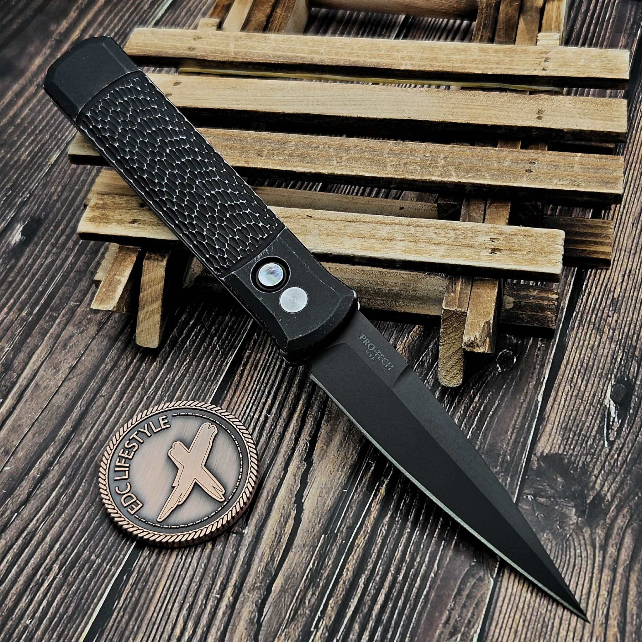 Pro-Tech Knives Godfather 926 Leftie Auto Knife Battleworn 