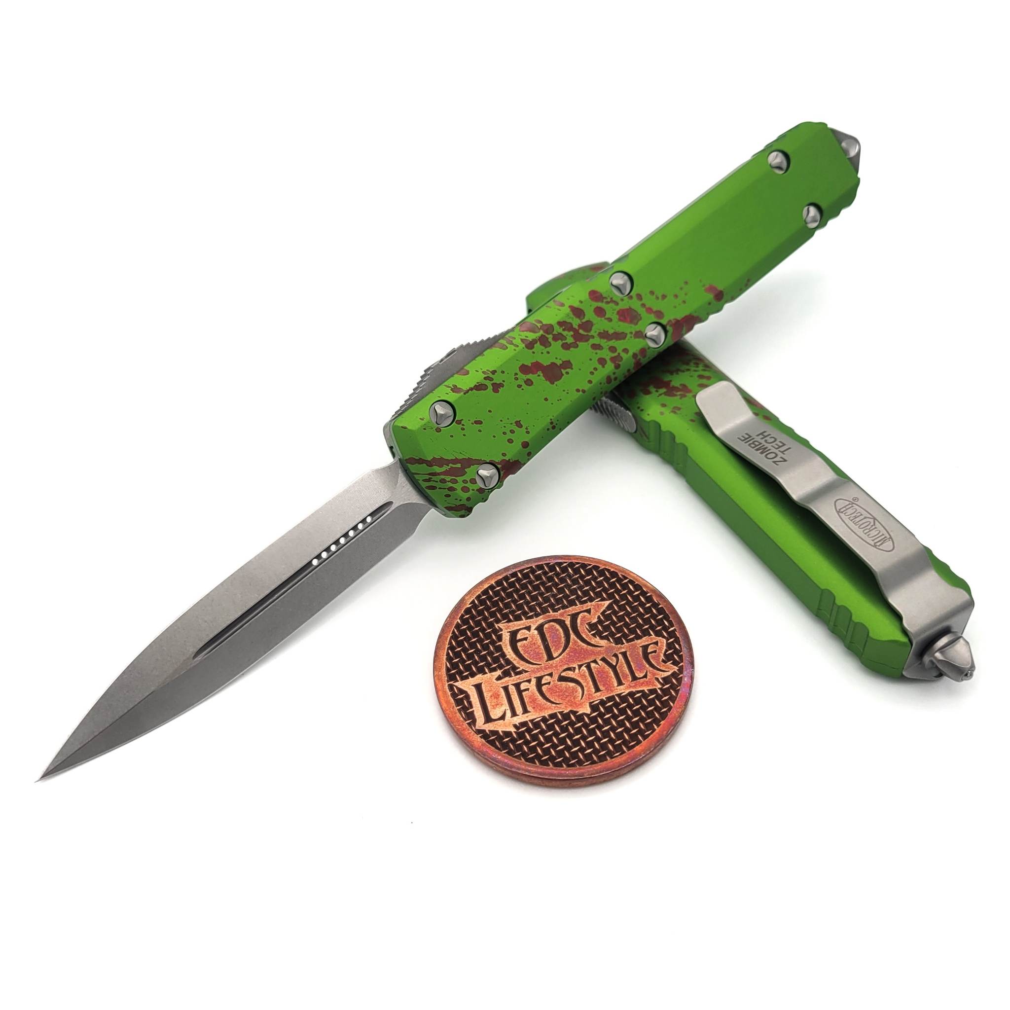 Microtech Ultratech 122-10Z Zombietech Double Edge Stonewash