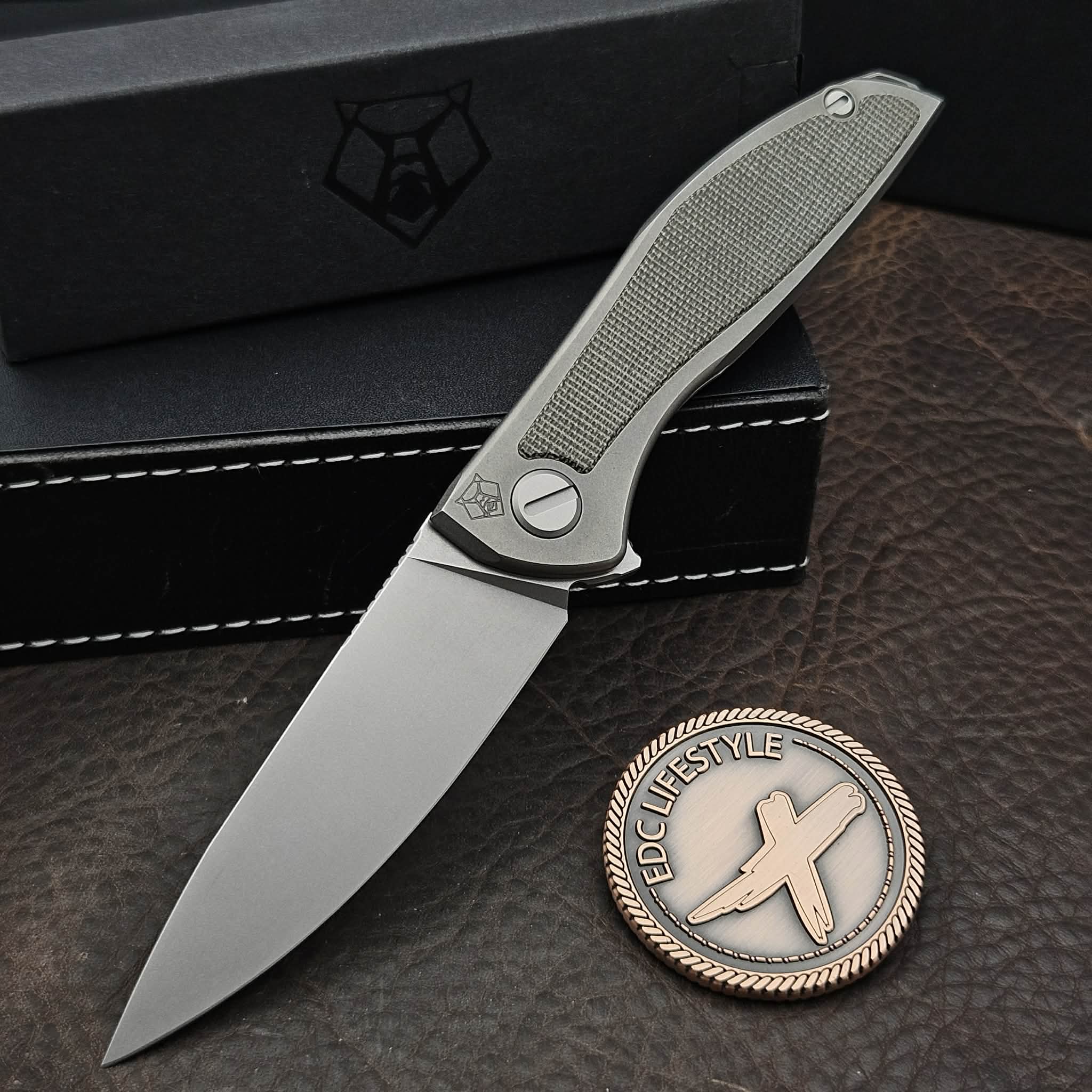 eko☆ Shirogorov Knives Neon Lite Titanium Green Micarta 3.25