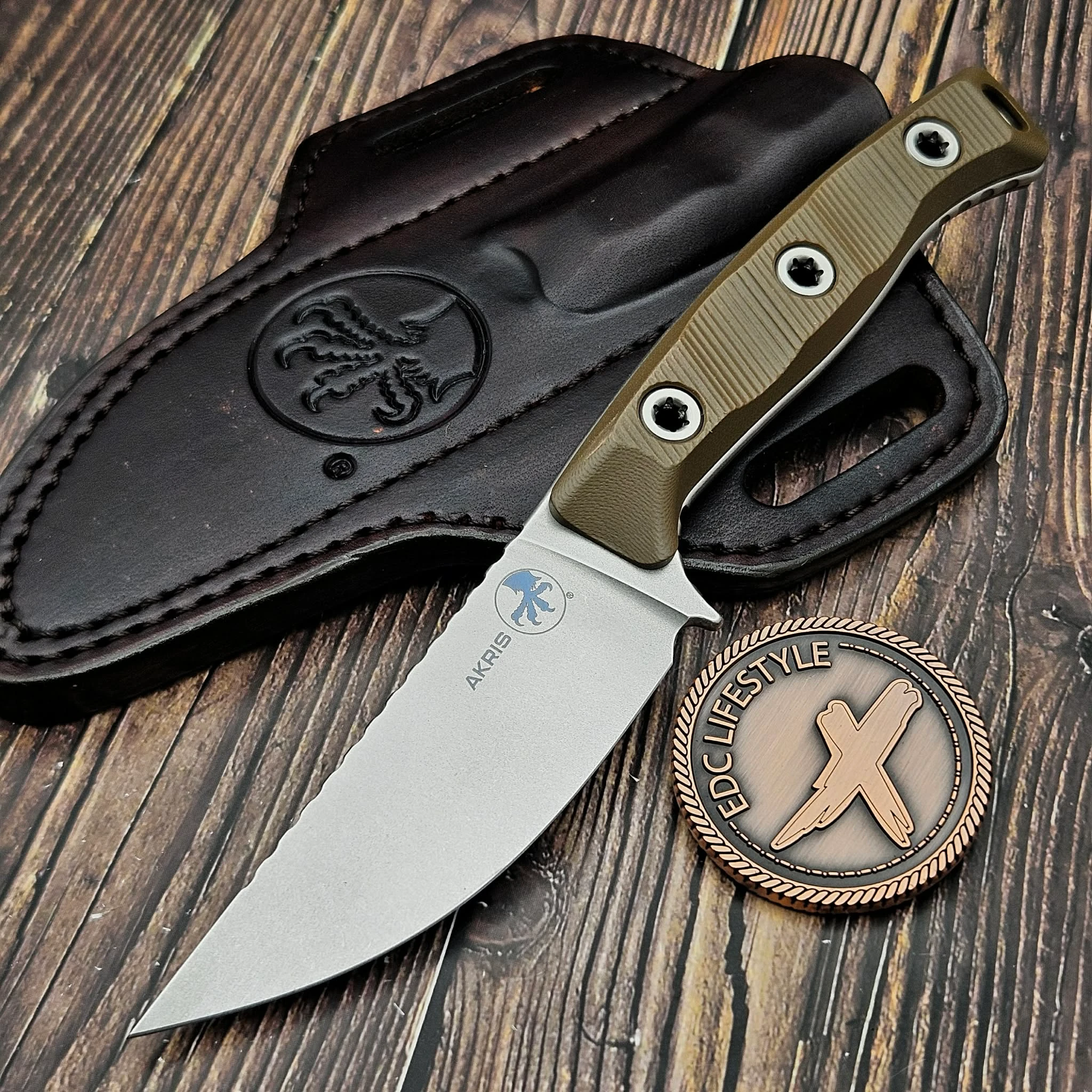 Microtech Akris Fixed Blade Dark Earth G-10 3.7