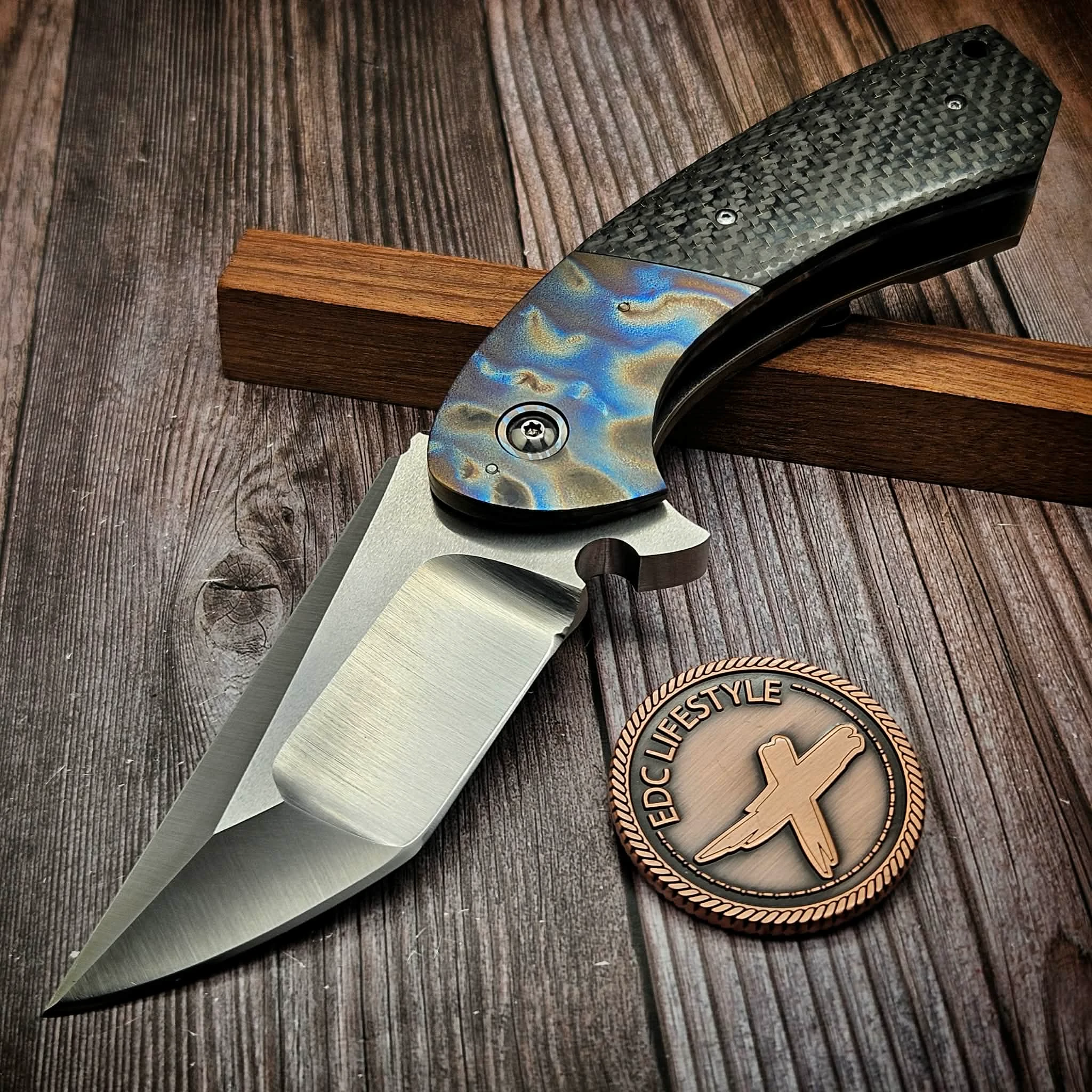 Melvin Lozado Frame Lock Flipper Carbon Fiber Scales Titanium