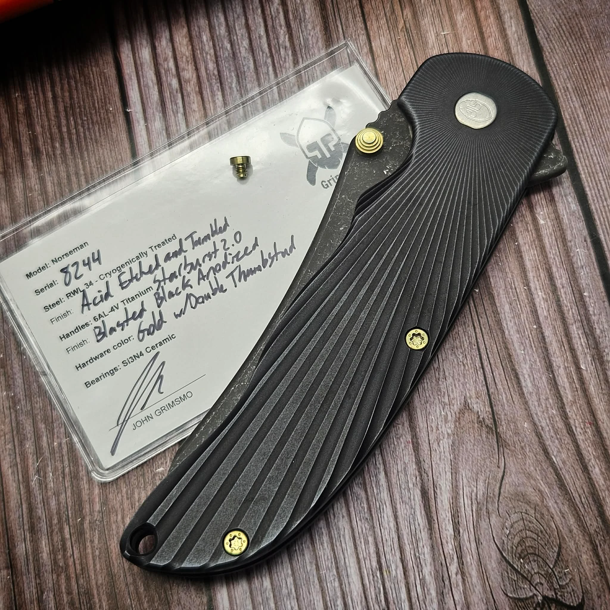 Grimsmo Norseman Starburst 2.0 Blasted Black Anodized Titanium W