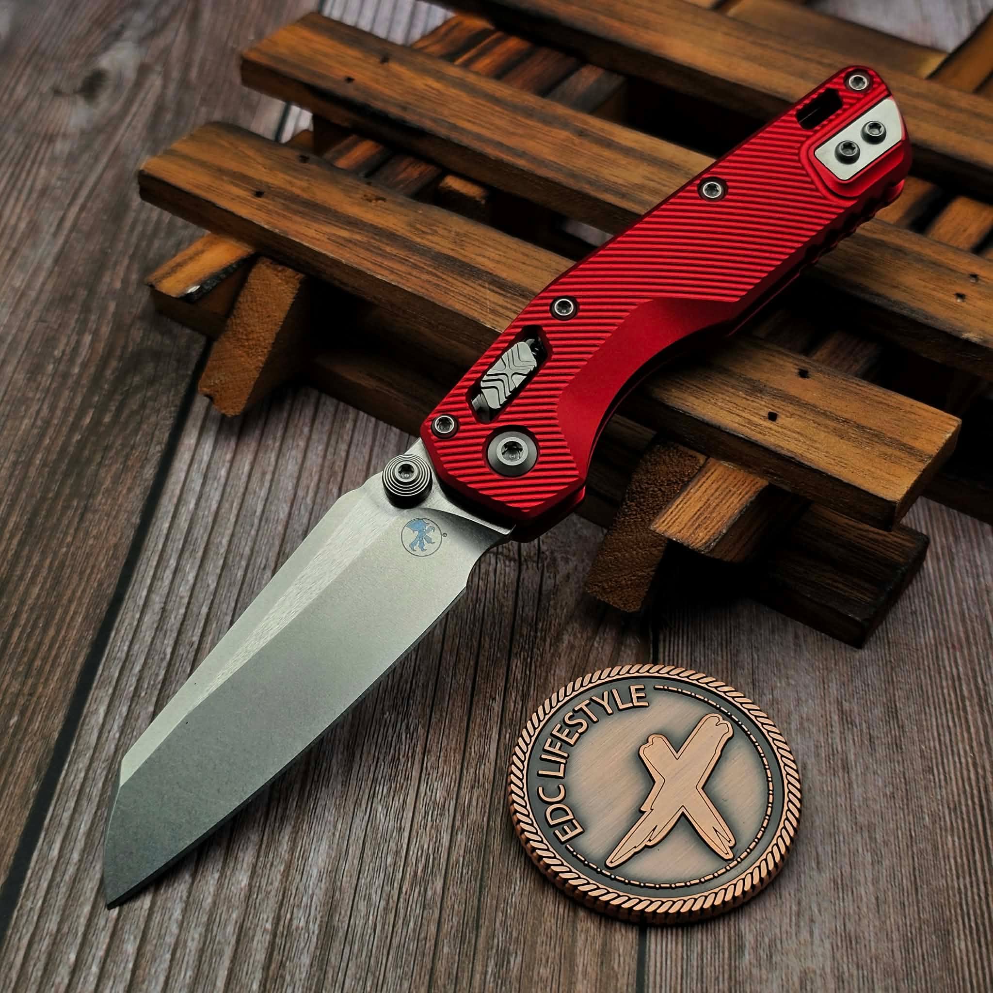 Microtech MSI Mini Red Fluted Aluminum 3.18