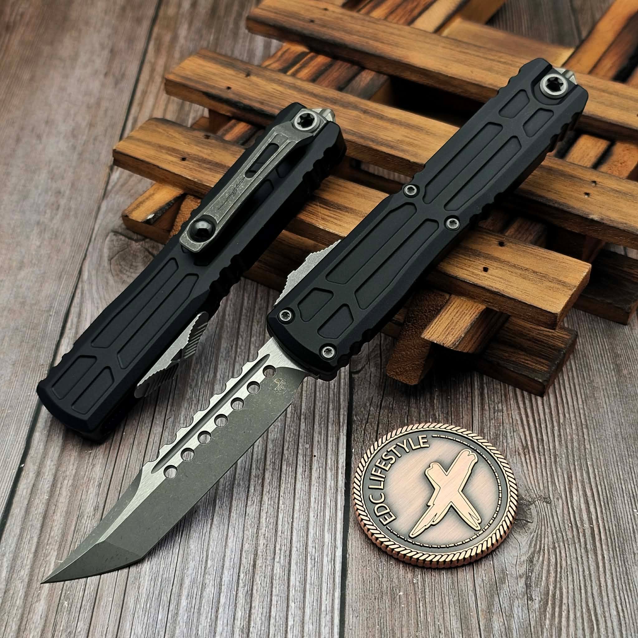 Microtech Ultratech EX Gen III ZBP Black Hellhound T/E Apocalyptic