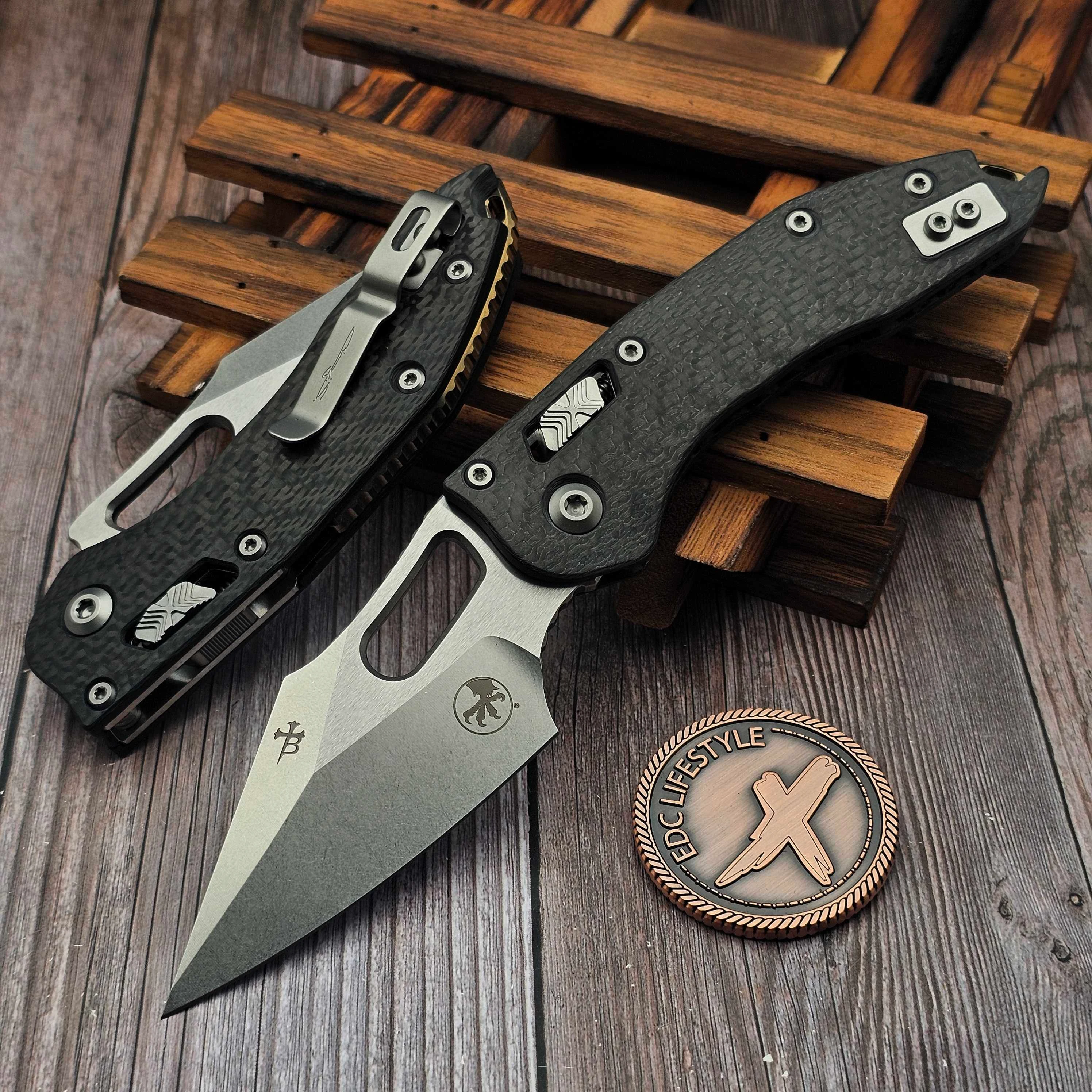 Microtech Stitch Ram-Lok Carbon Fiber S/E Stonewash Bronze Ti