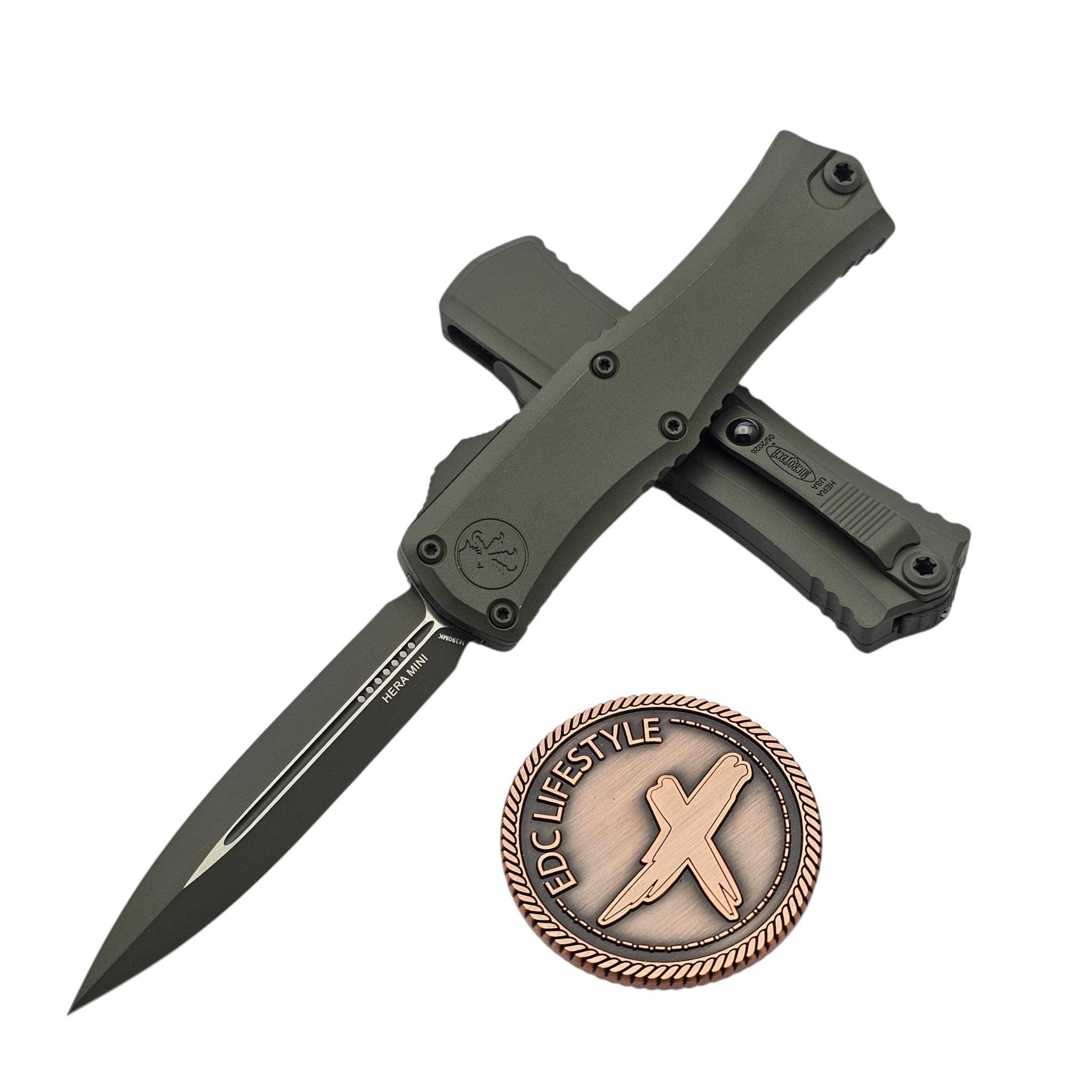 Microtech Hera II Mini Cerakote Moss Green 2.90