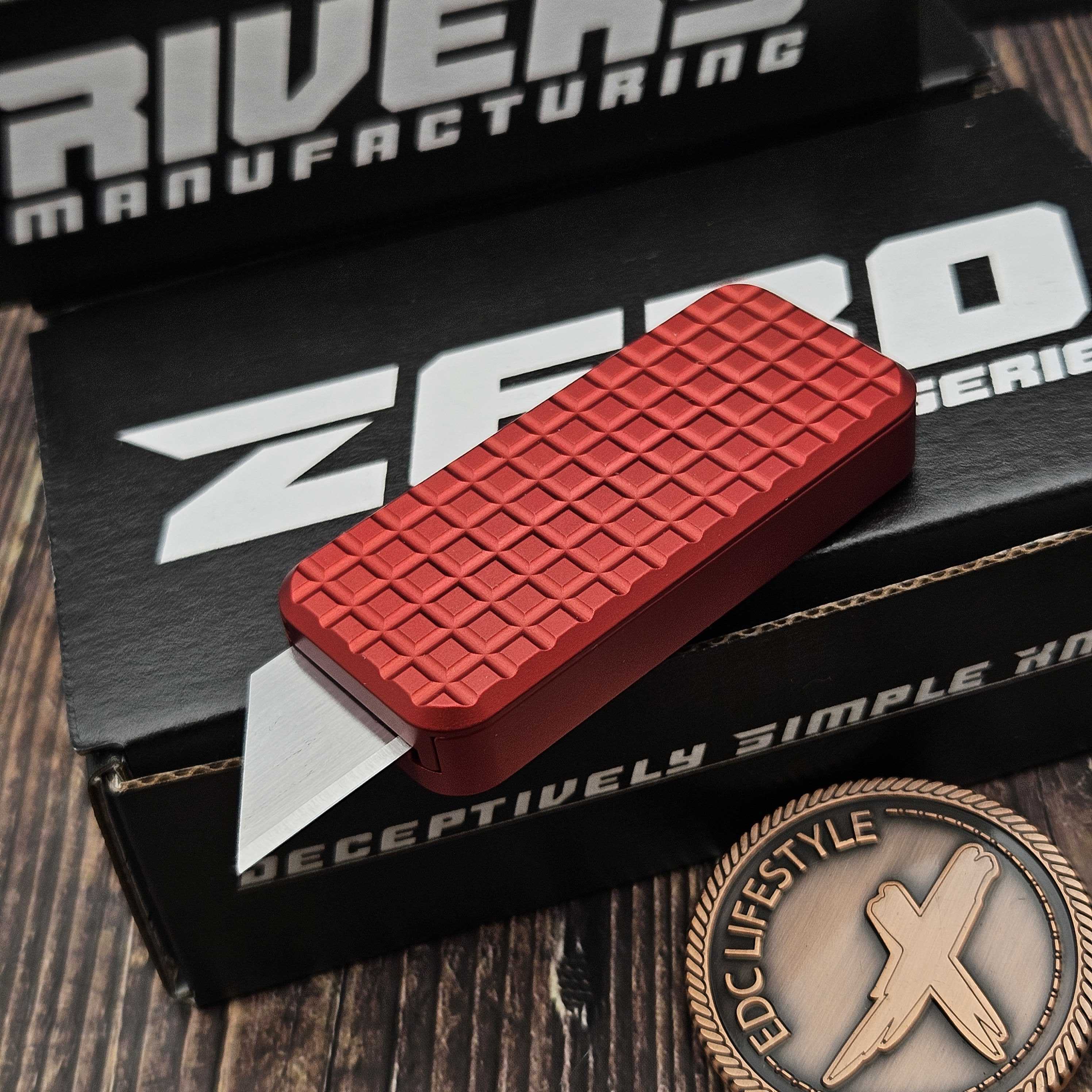 Rivery Zero Grenade Red Cad Lab Scale Razor Blade OTF