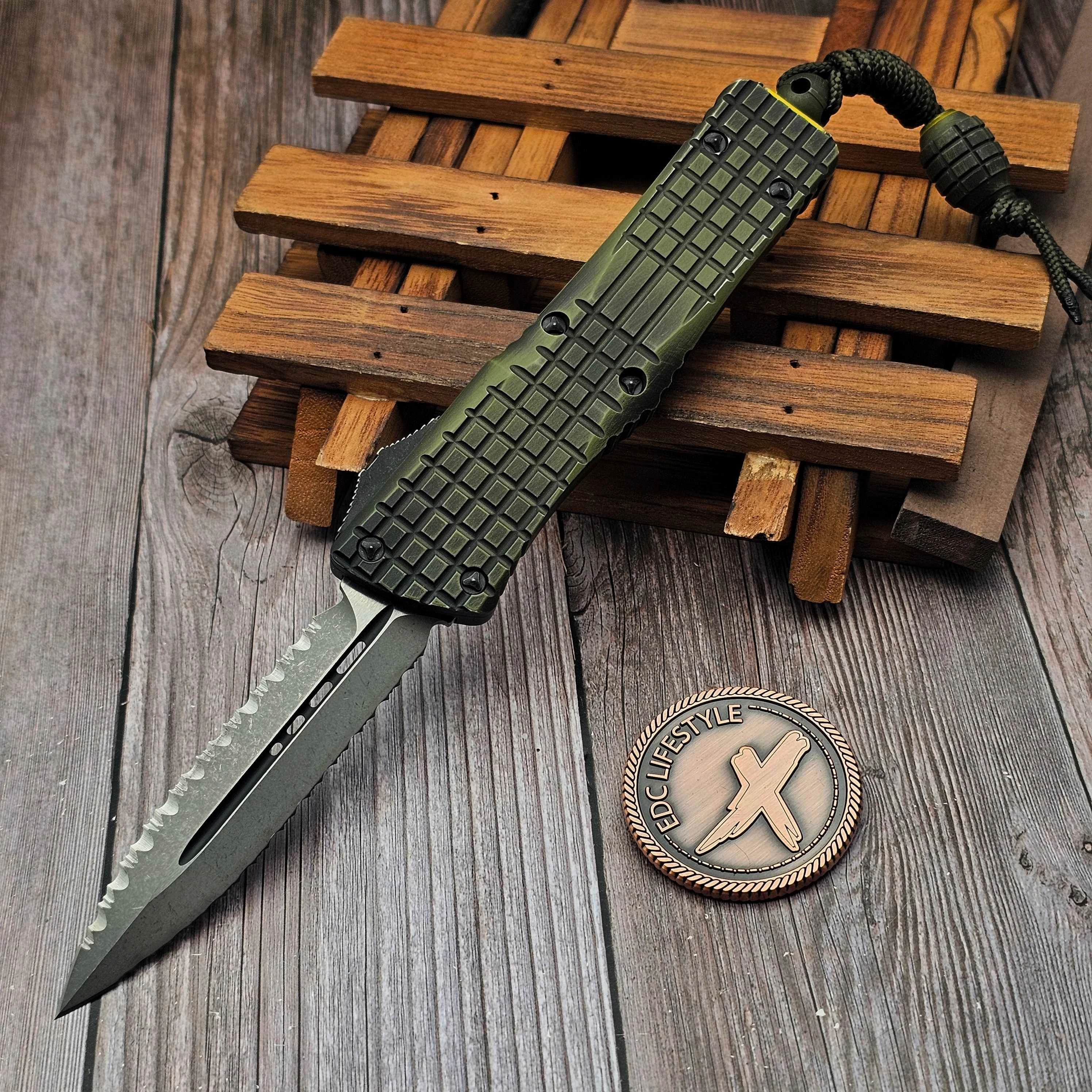 Microtech Combat Troodon Frag OFF Grenade Green W/ Grenade Lanyard