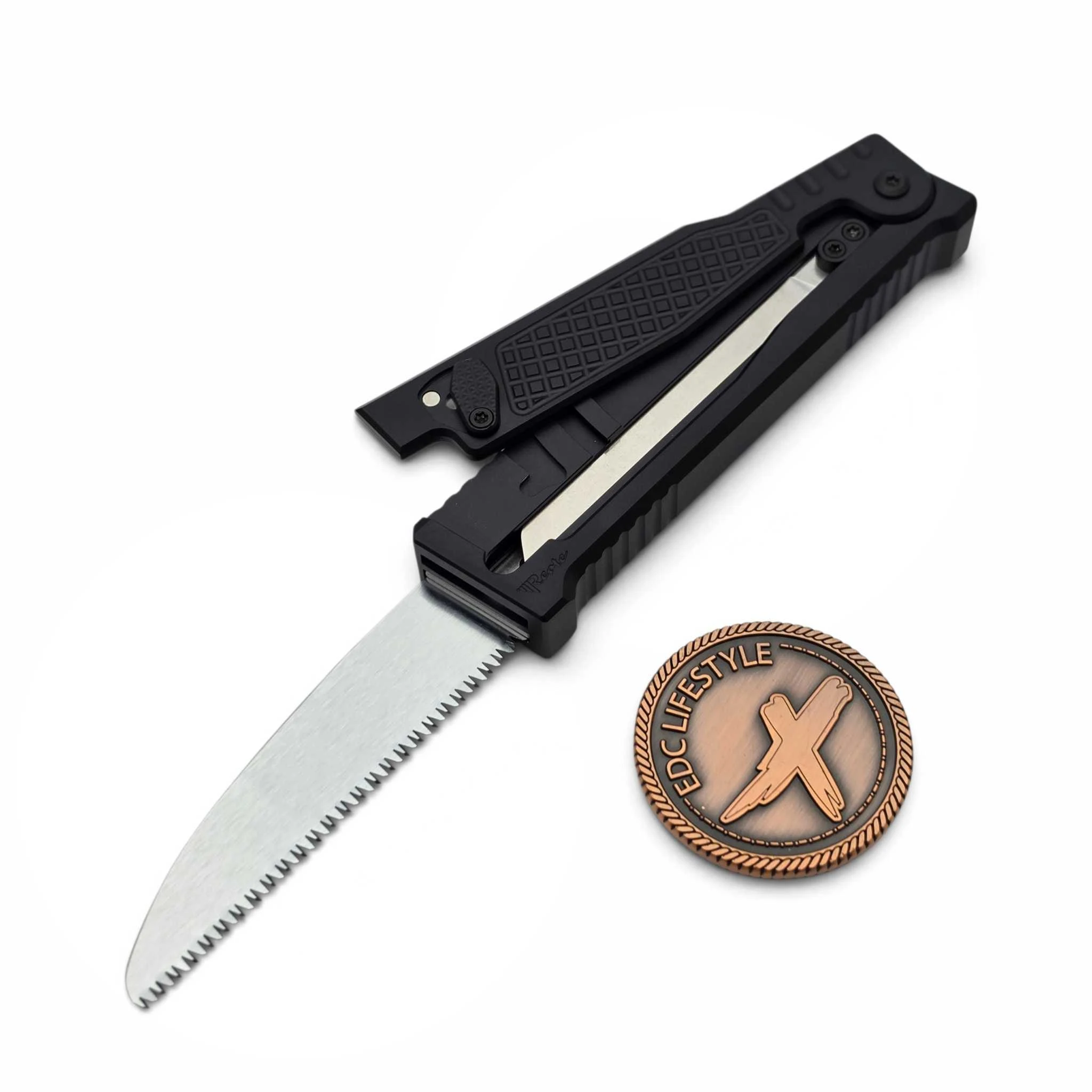 Reate EXO Performance Black Diamond Aluminum Dual Blade Gravity Knife