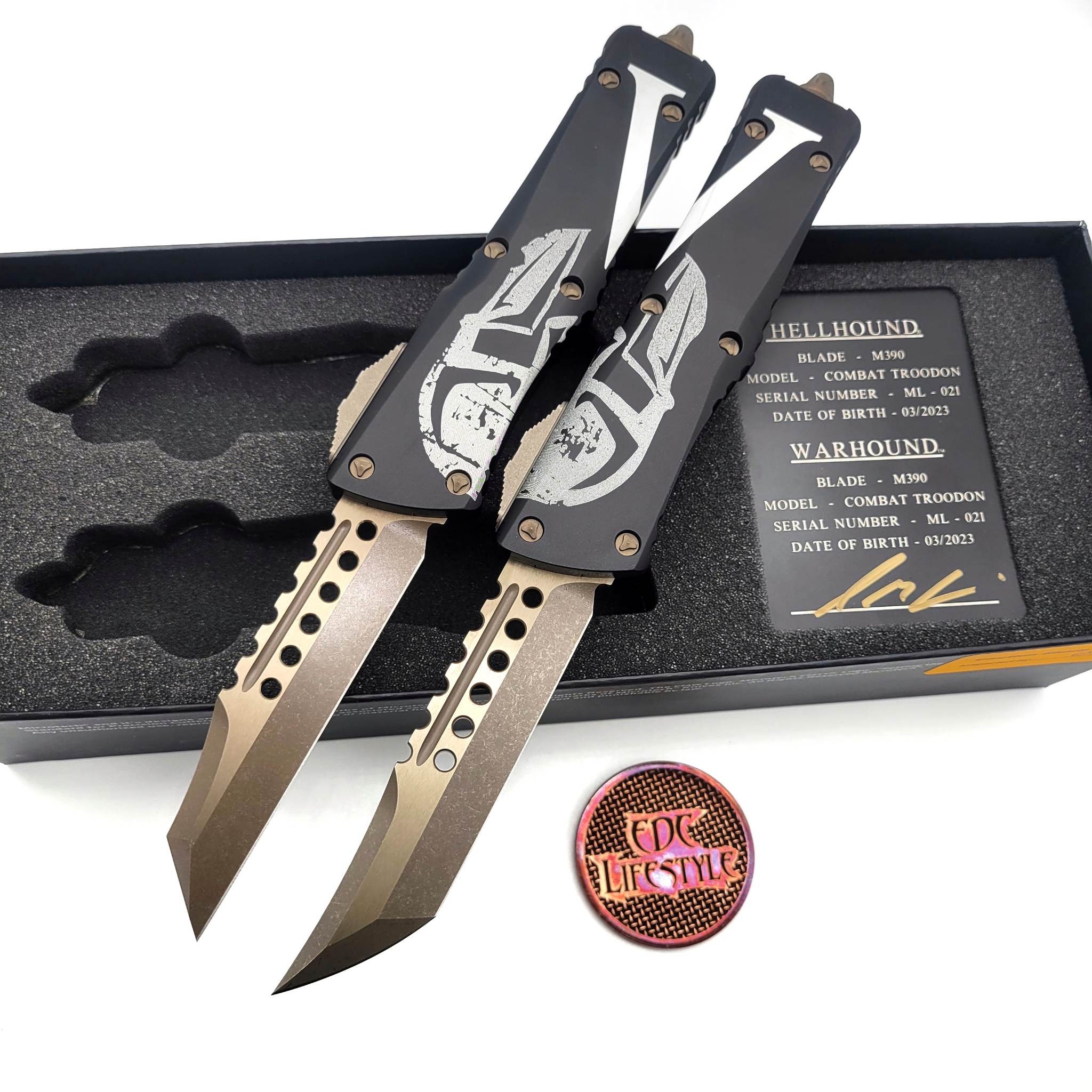 Microtech Combat Troodon 219-13SETMLS Molan Labe Hellhound Tanto