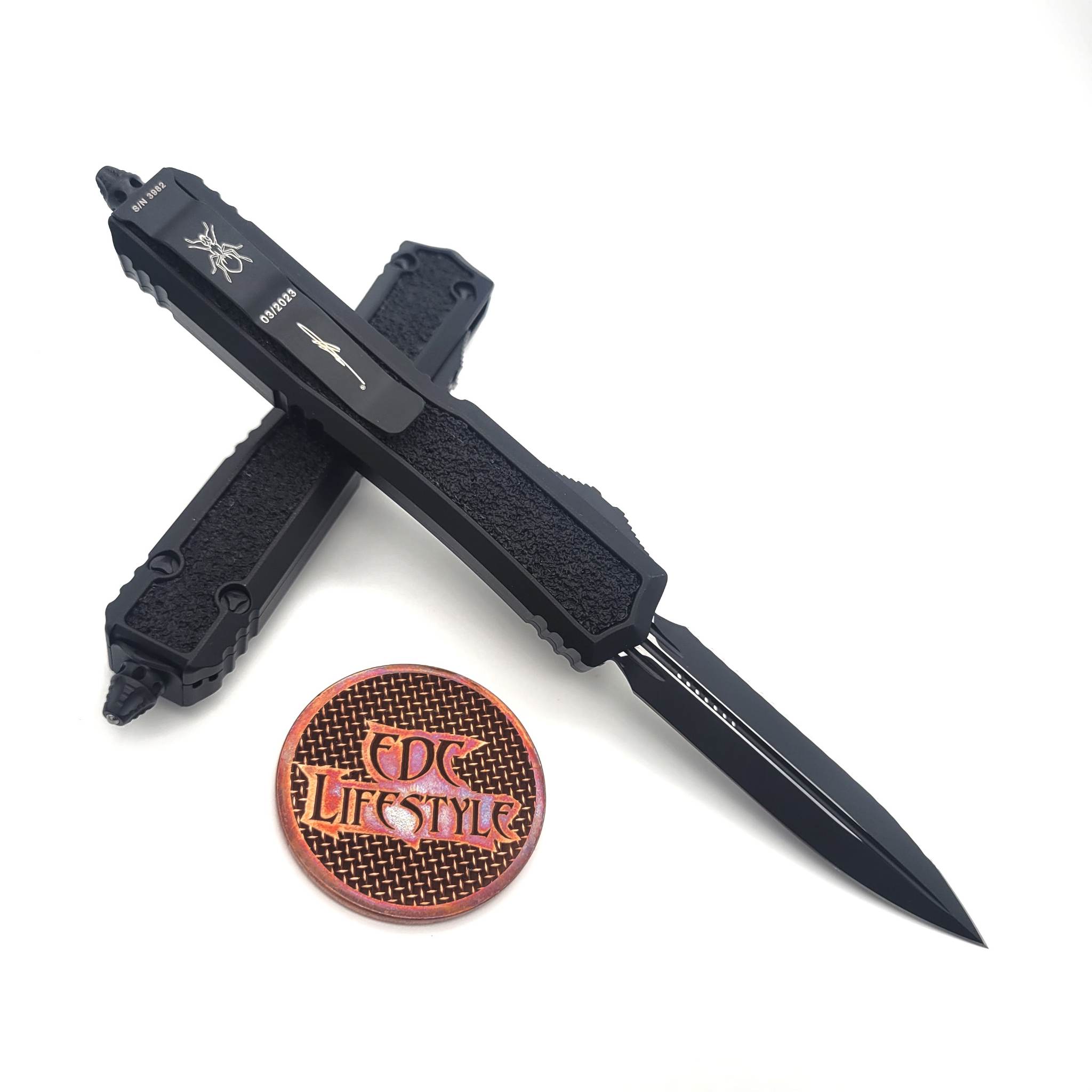 Microtech Makora 206-3TS Black Tactical Double Edge Full Serrated