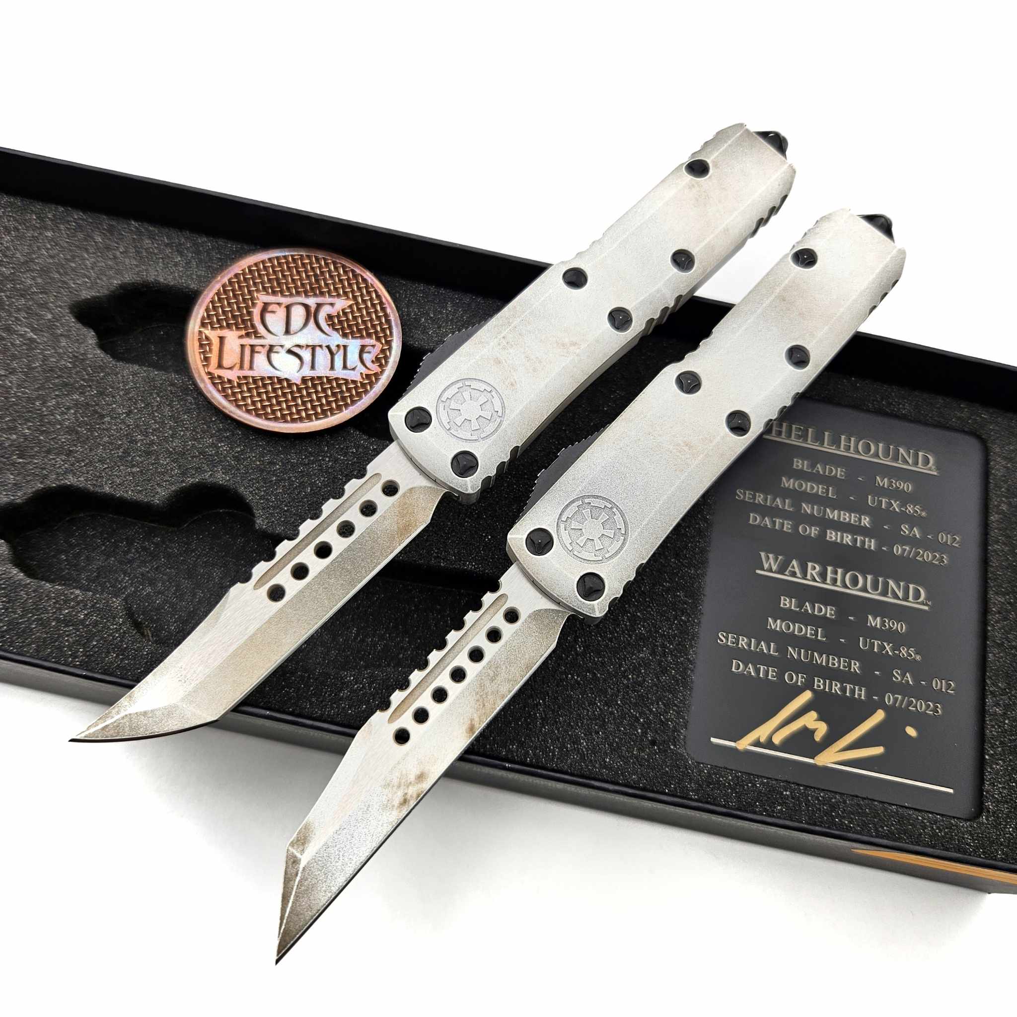 Microtech UTX-85 719-1SETSADS Hellhound Tanto & Warhound Signature