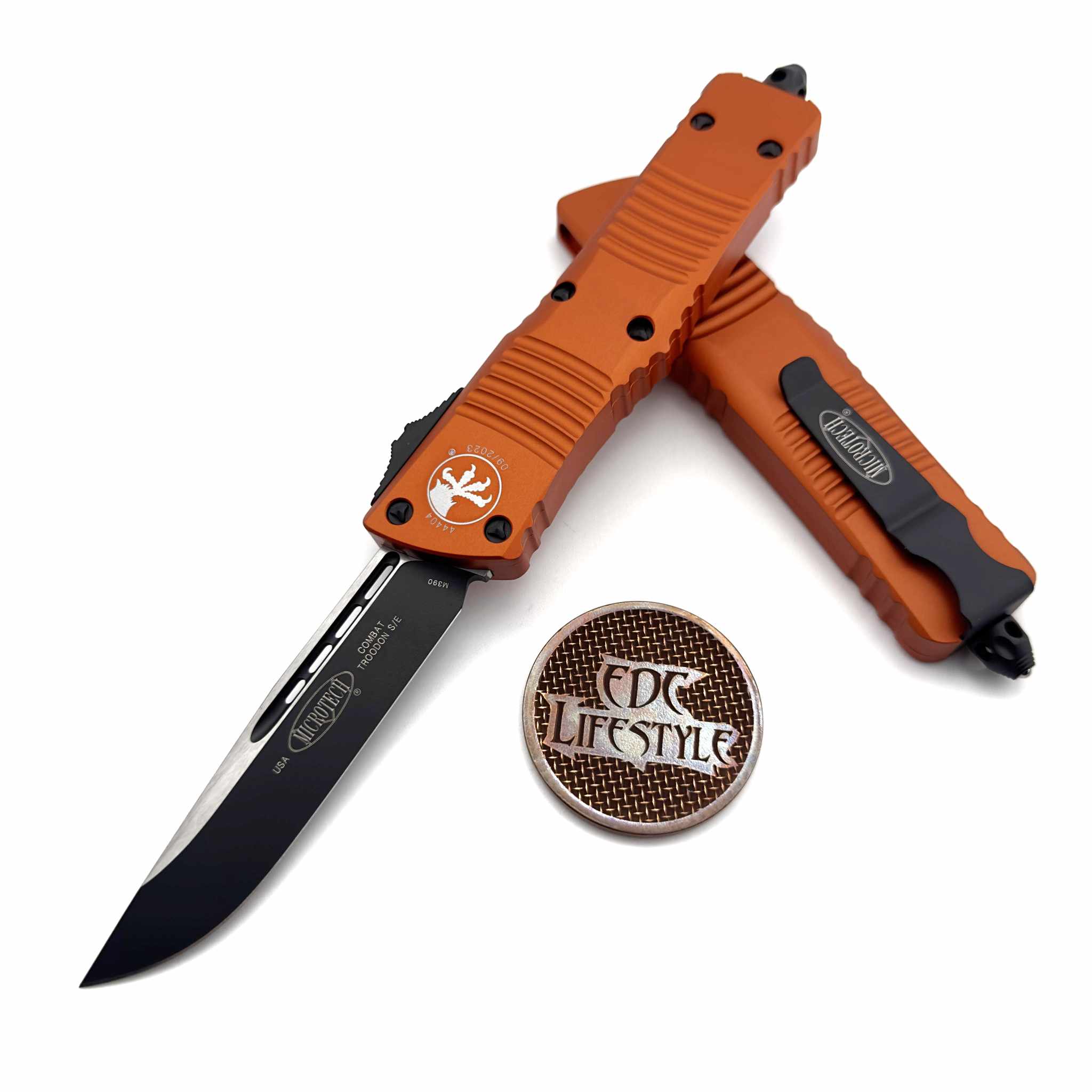 Microtech Combat Troodon 143-1OR Orange Single Edge Black Standard