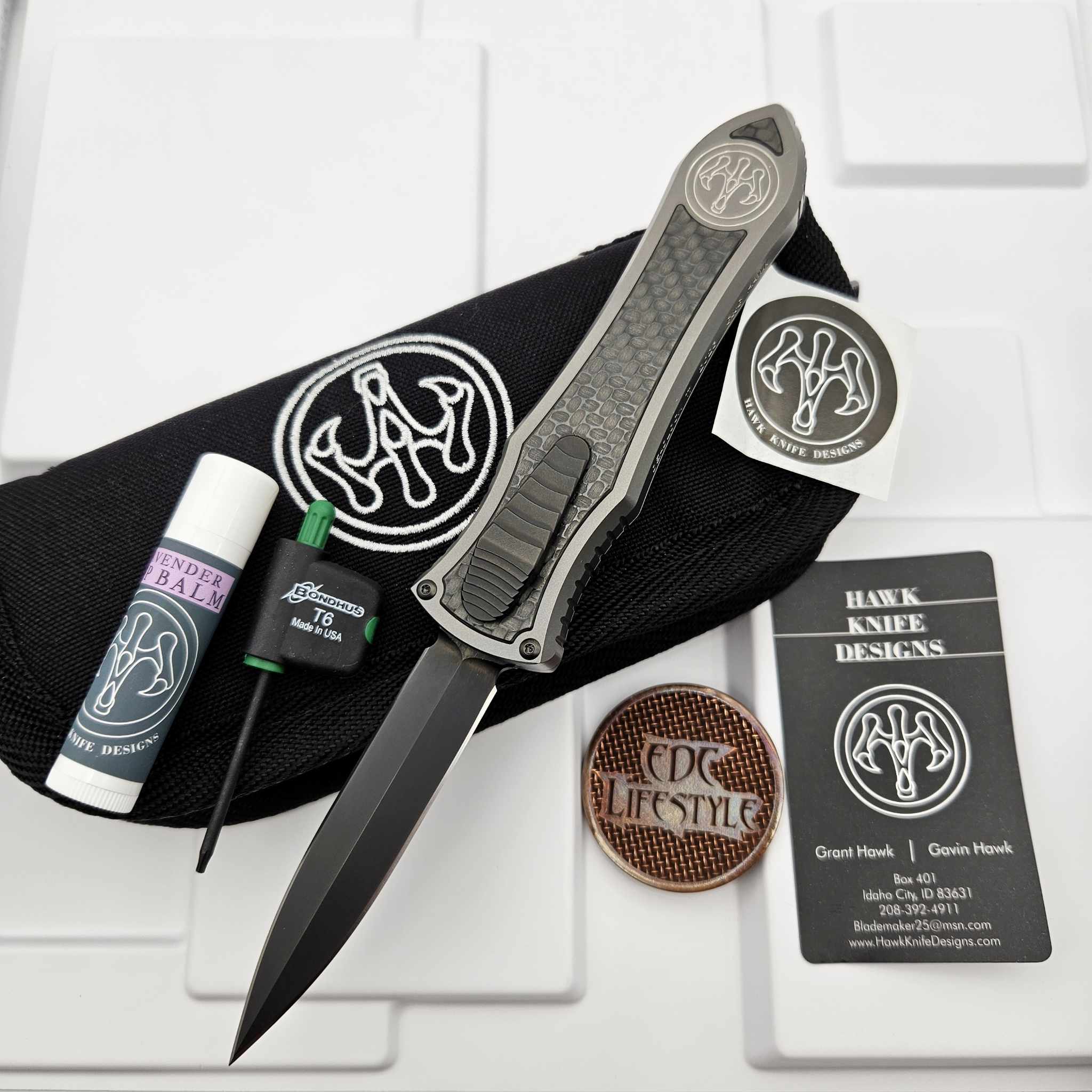 Hawk Deadlock Model C Titanium Handle w/DLC Double Edge 20CV and