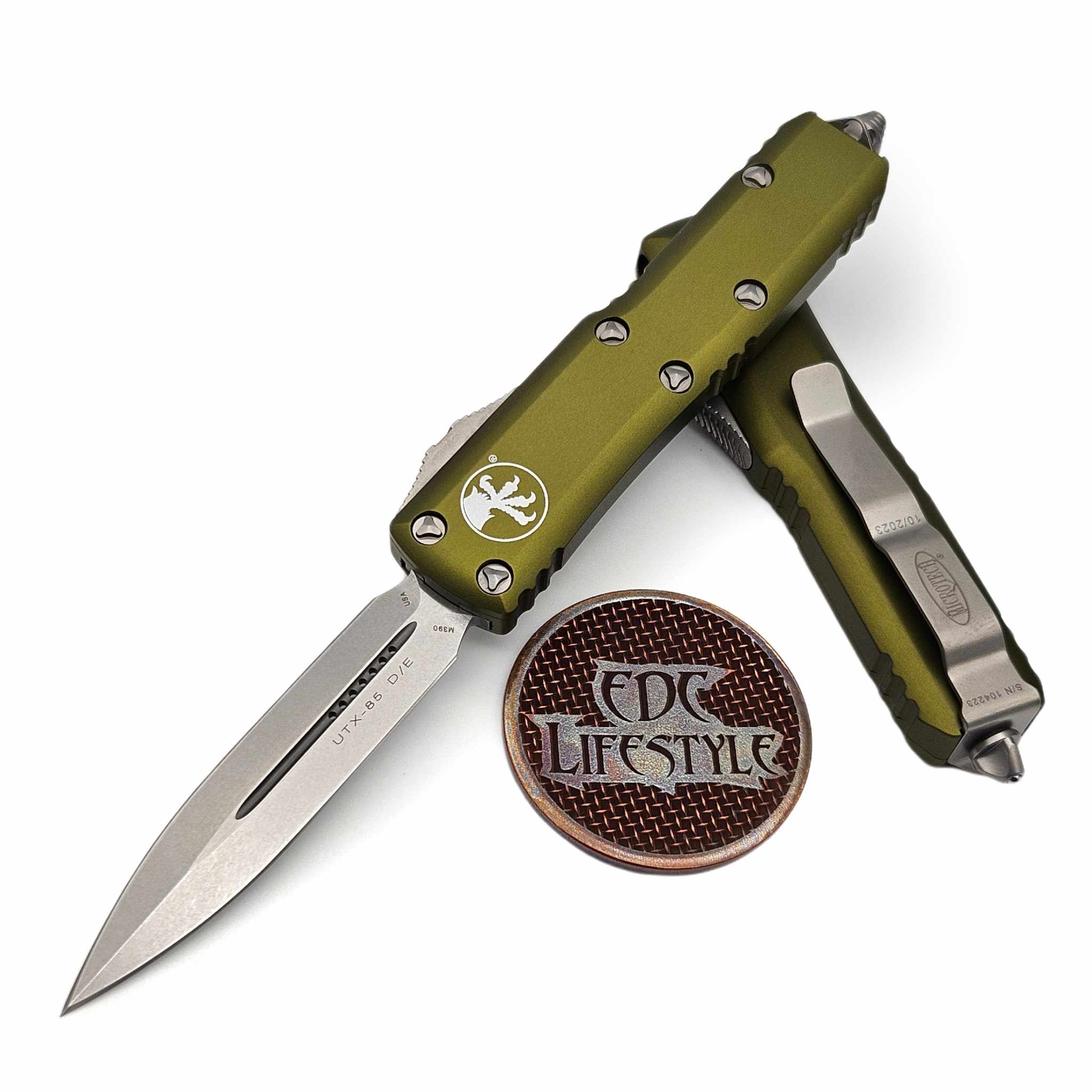 Microtech UTX-85 232-10 OD OD Green Stonewash Double Edge