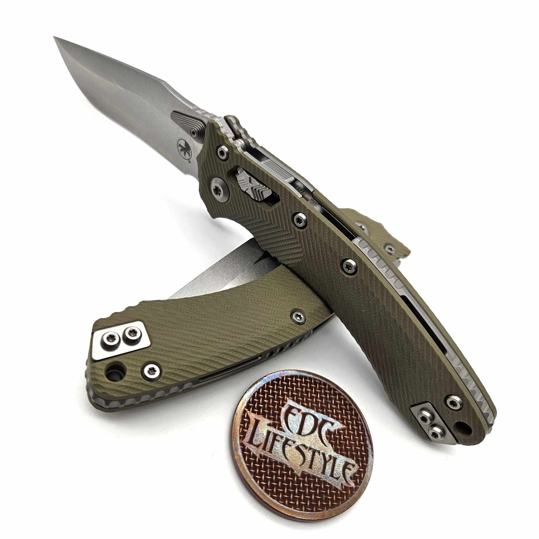 【新品未使用】LAFAYETTE grindlodge トラッシュ Microtech Amphibian Ram-Lok 137RL-10FLGTOD Fluted OD Green G-10