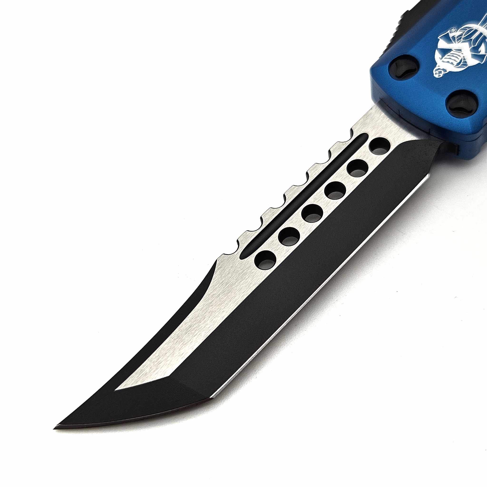 Microtech UTX-85 719-1BLS Blue Hellhound Tanto Black Standard
