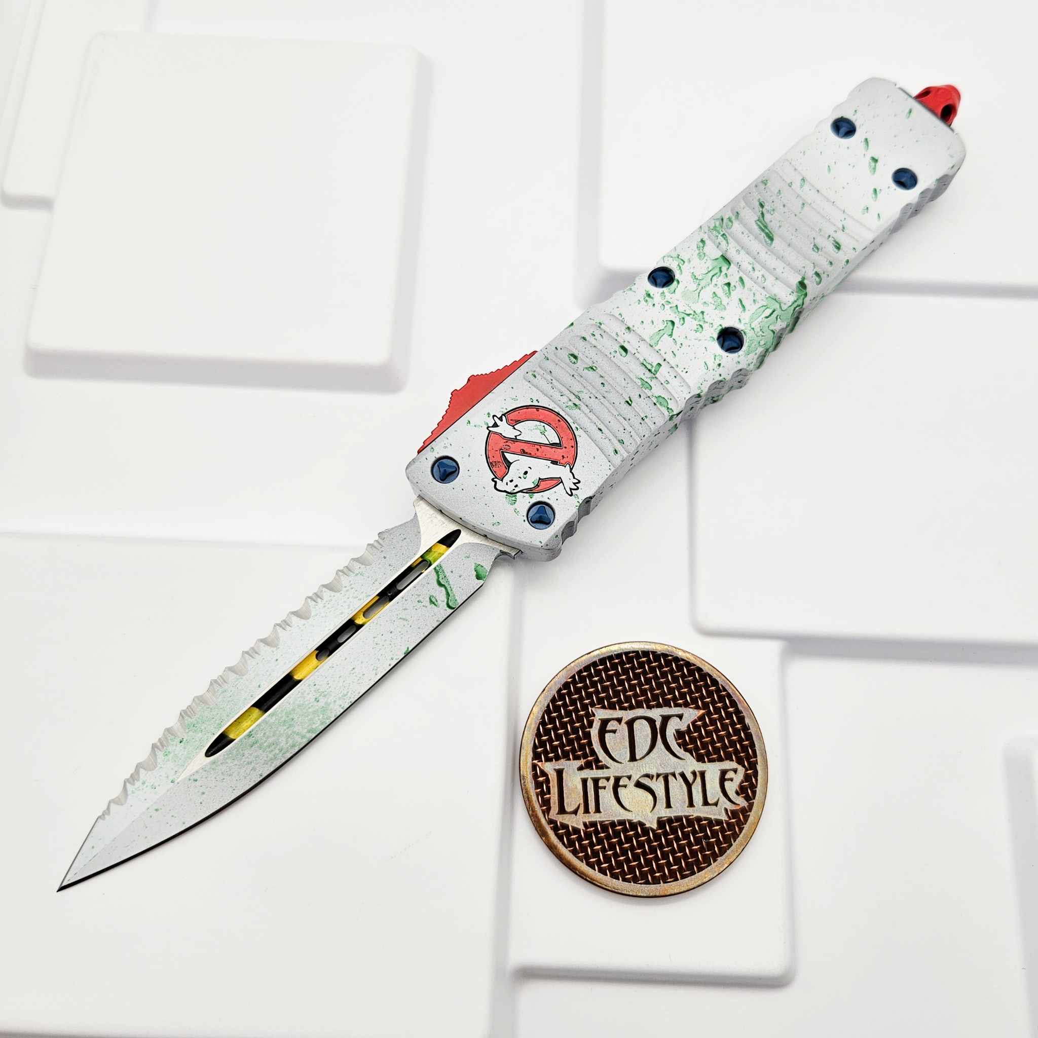 Microtech Combat Troodon 142-3GBS Ghostbuster Slime White Double