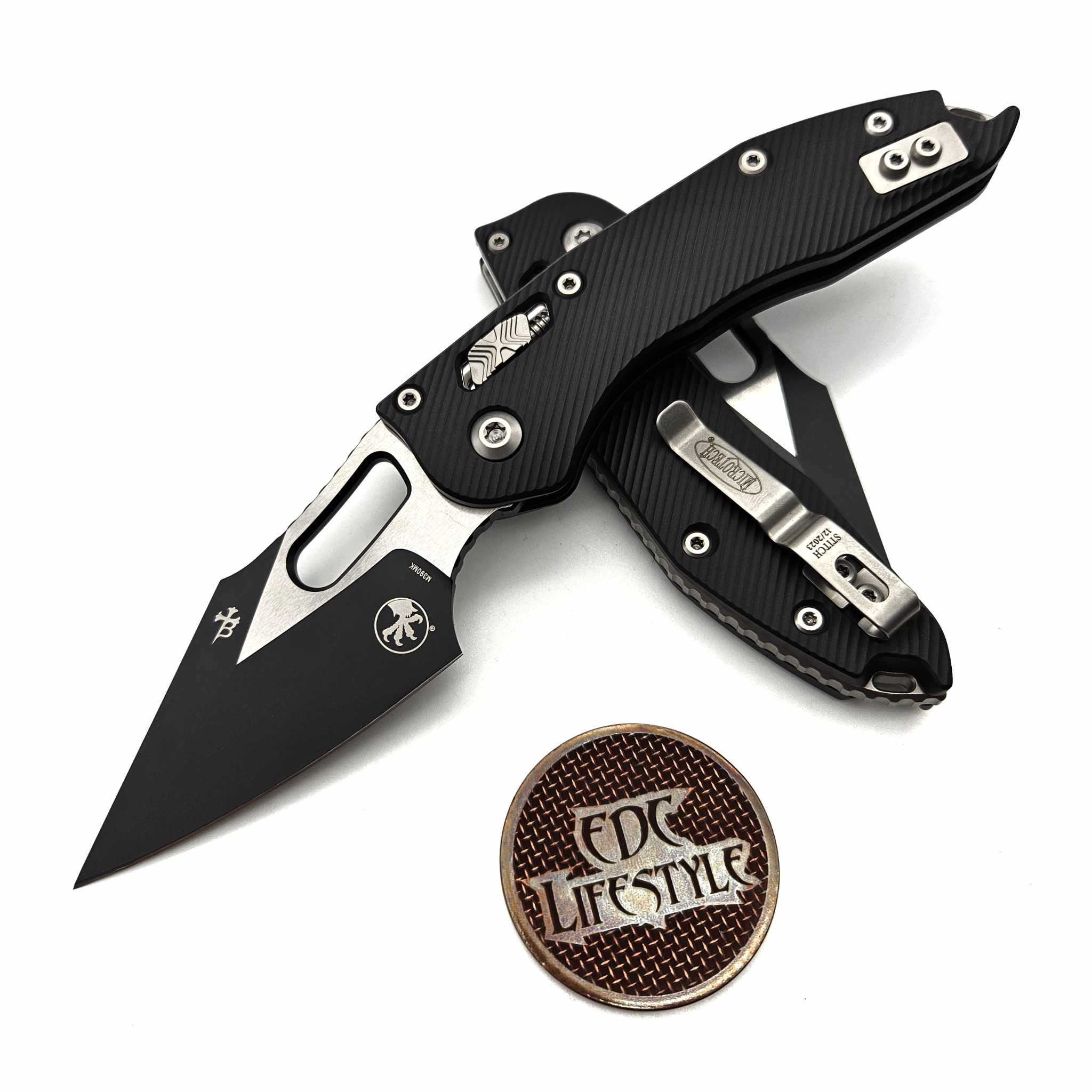 Microtech Stitch Ram-Lok 169RL-1FL Fluted Black Aluminum Black