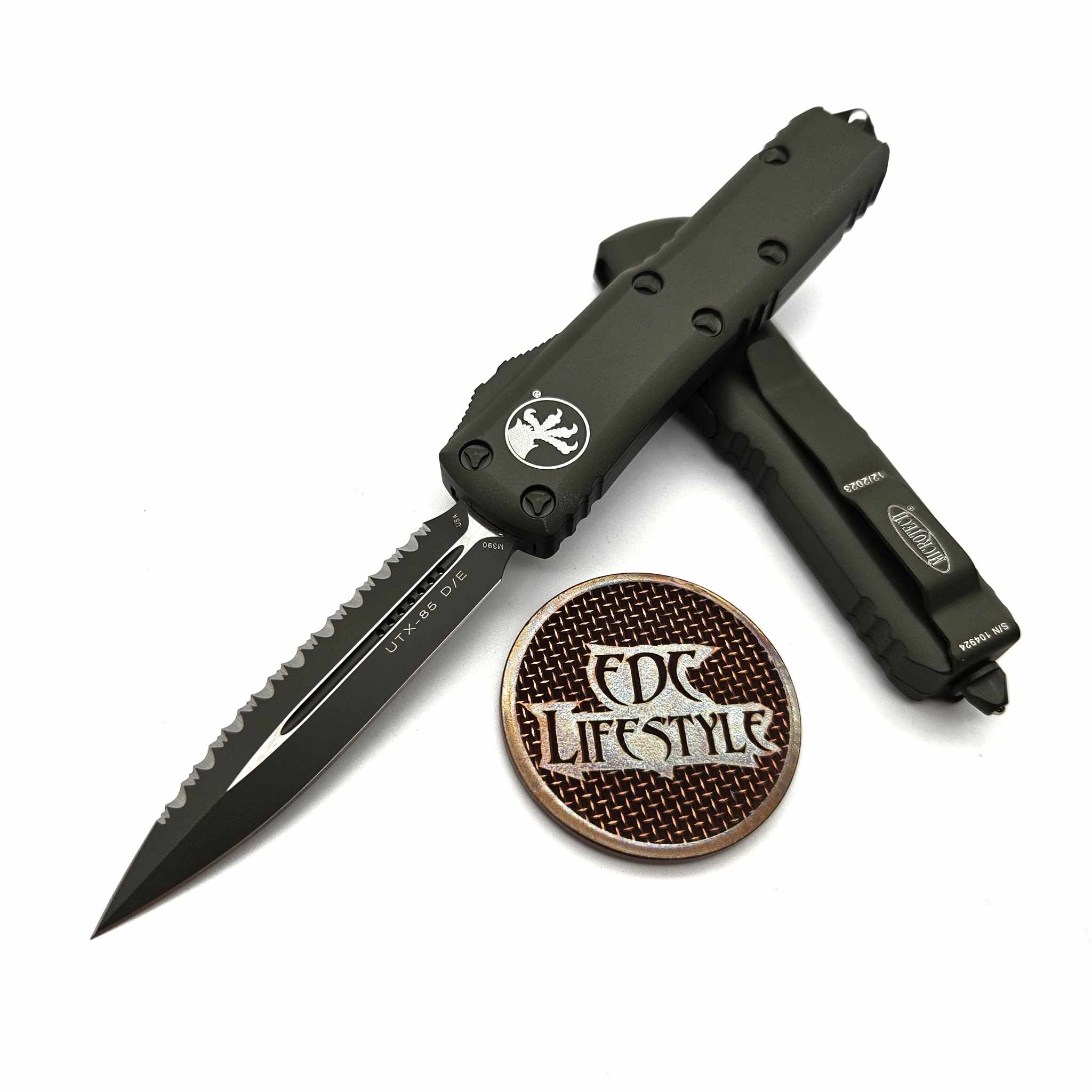 Microtech UTX-85 232-3COD Cerakote OD Green Double Edge Full
