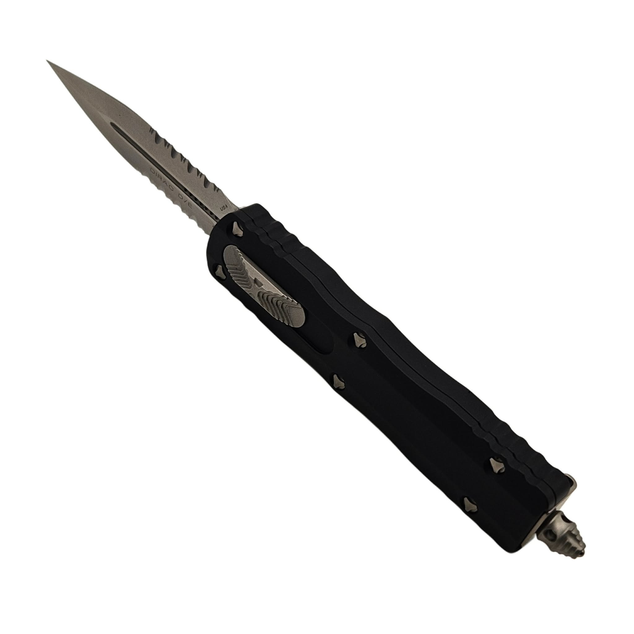 Microtech Dirac 225-11 Stonewash Double Edge Partial Serrated