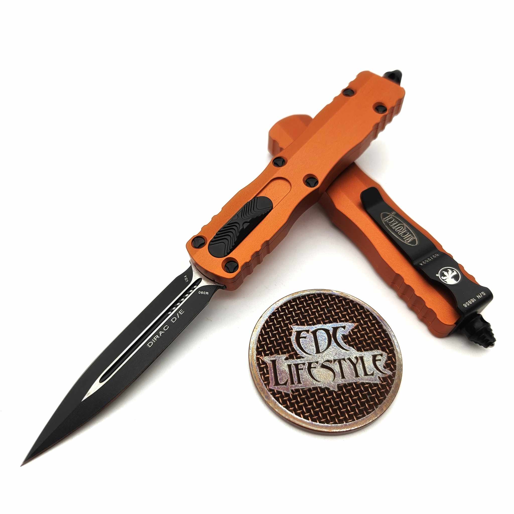 Microtech 225-1OR Orange Dirac Double Edge Black Standard