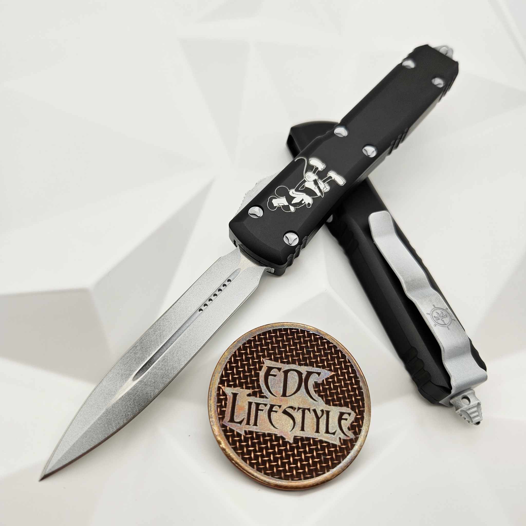 レアデック　STEAM BOAT 2種　オールドデック Microtech Ultratech 122-1SB Steam Boat Willie Double Edge